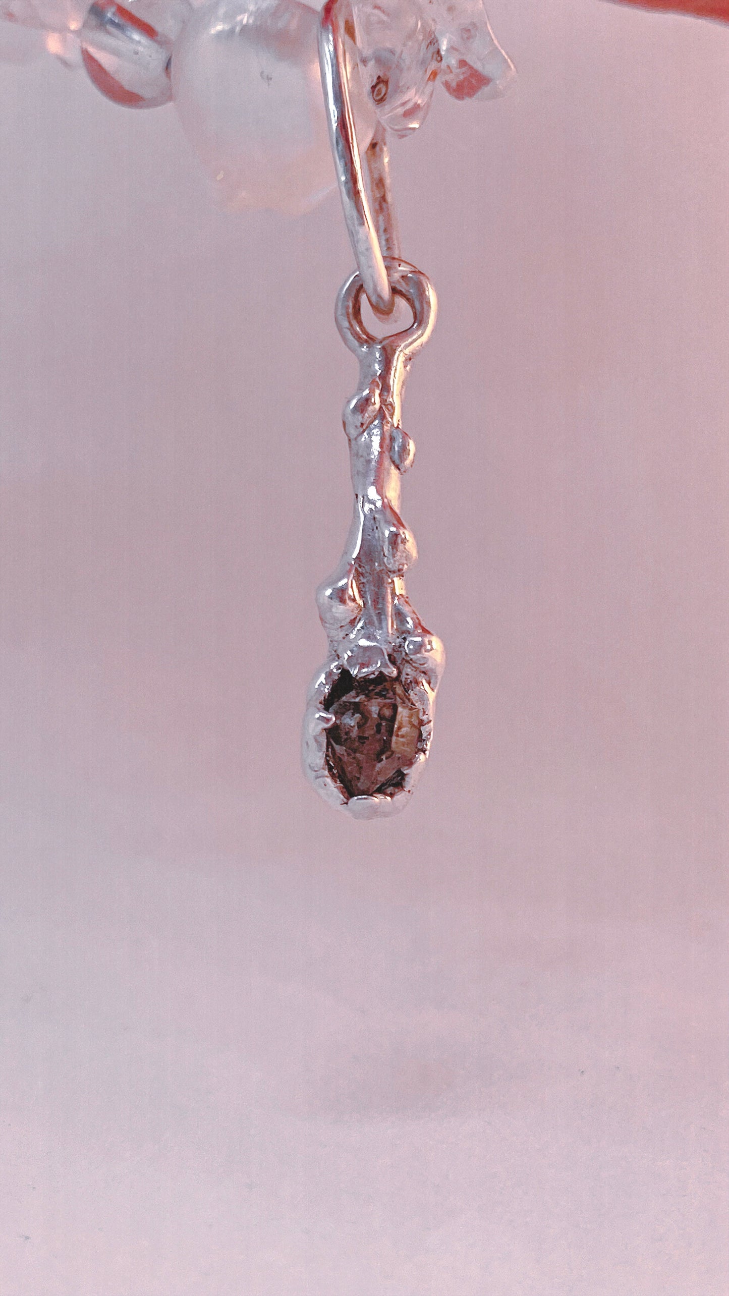 ᠅ sunken city ᠅ herkimer wand – unique silver herkimer diamond wand necklace, handcrafted artisan design, crystal healing heirloom gift