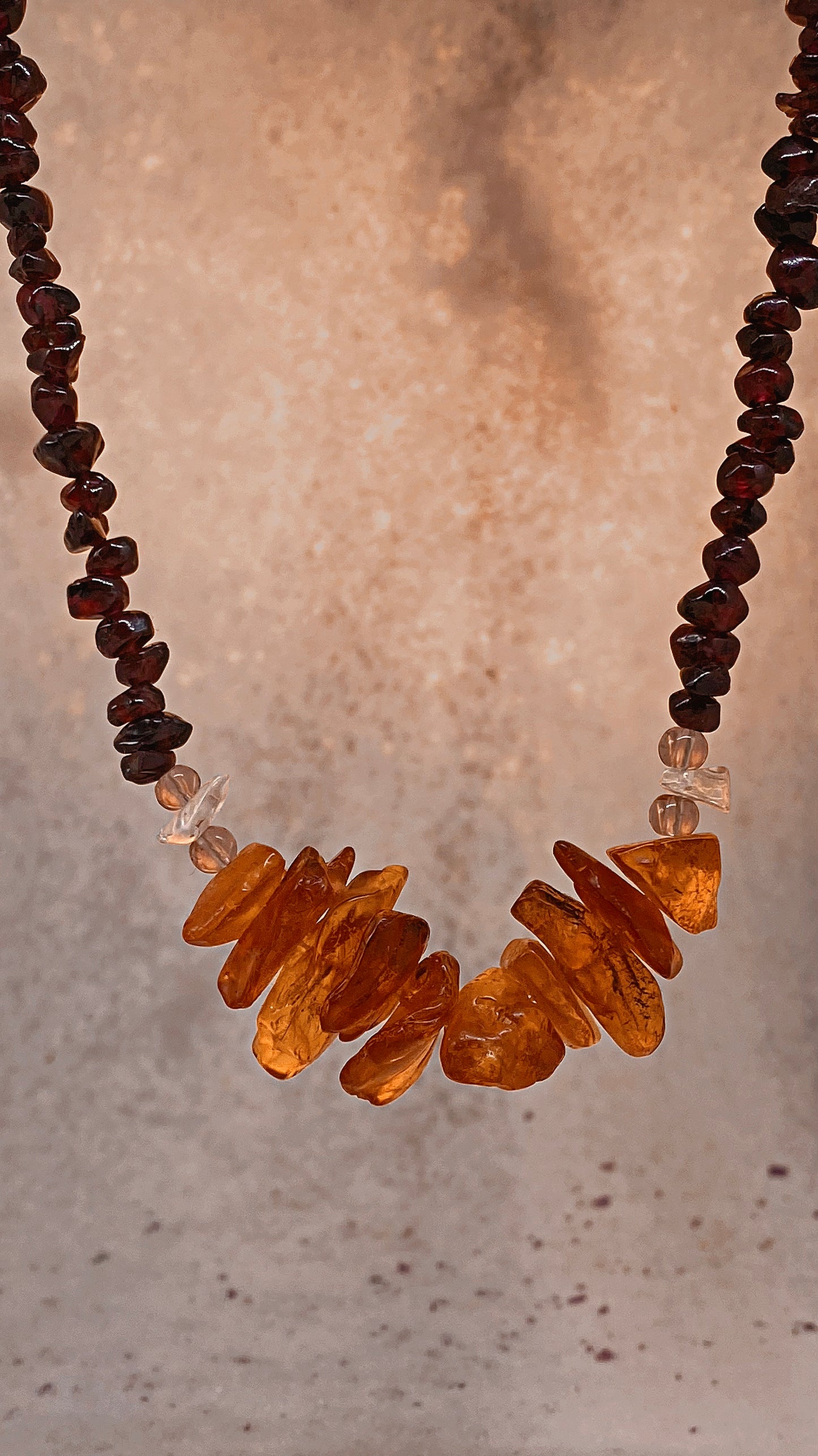 chunky baltic amber and mini garnets statement choker