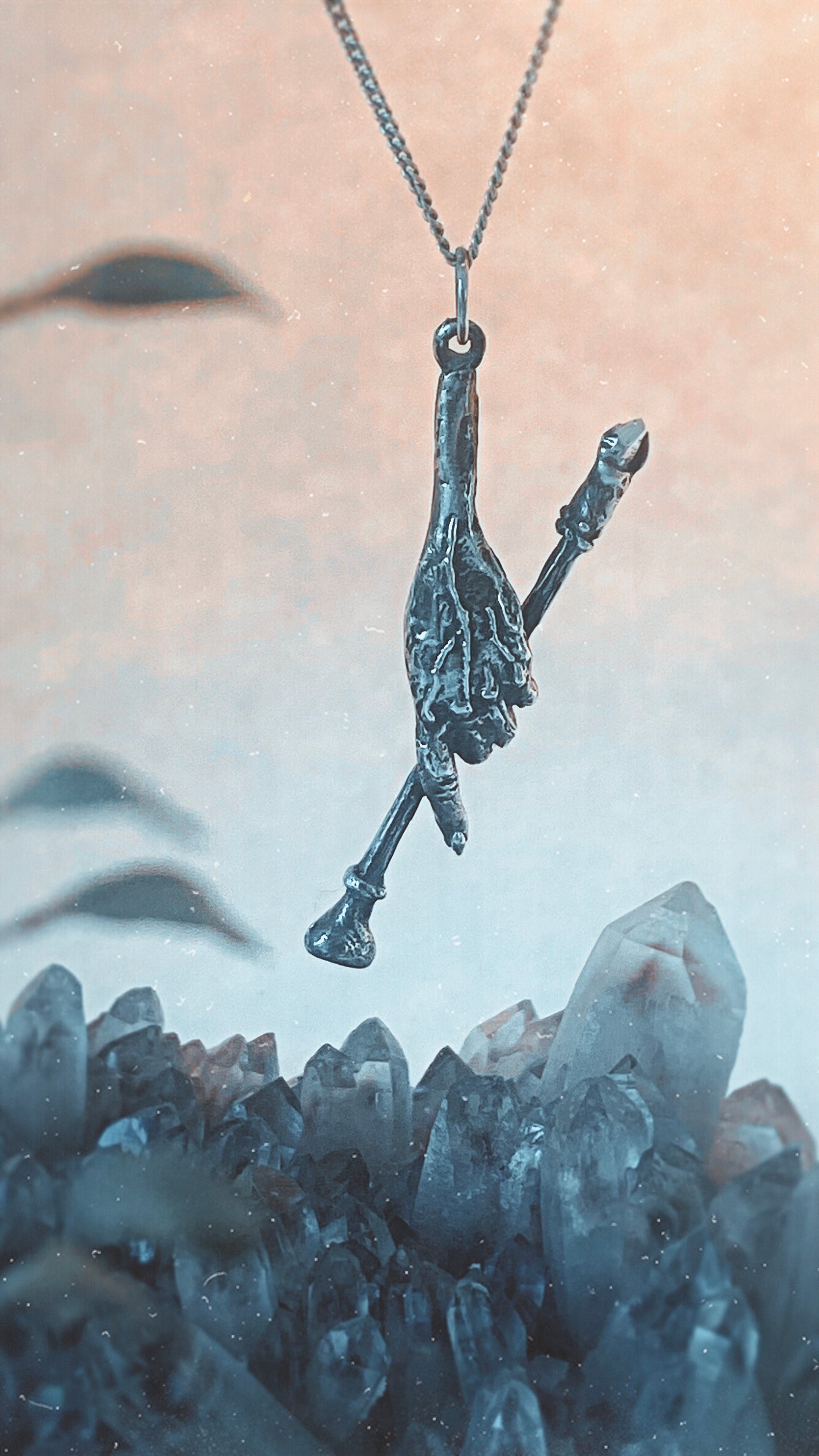 baba yaga witch pendant // hag's hand –- unique silver witch hand pendant, myth & folklore artisan jewellery