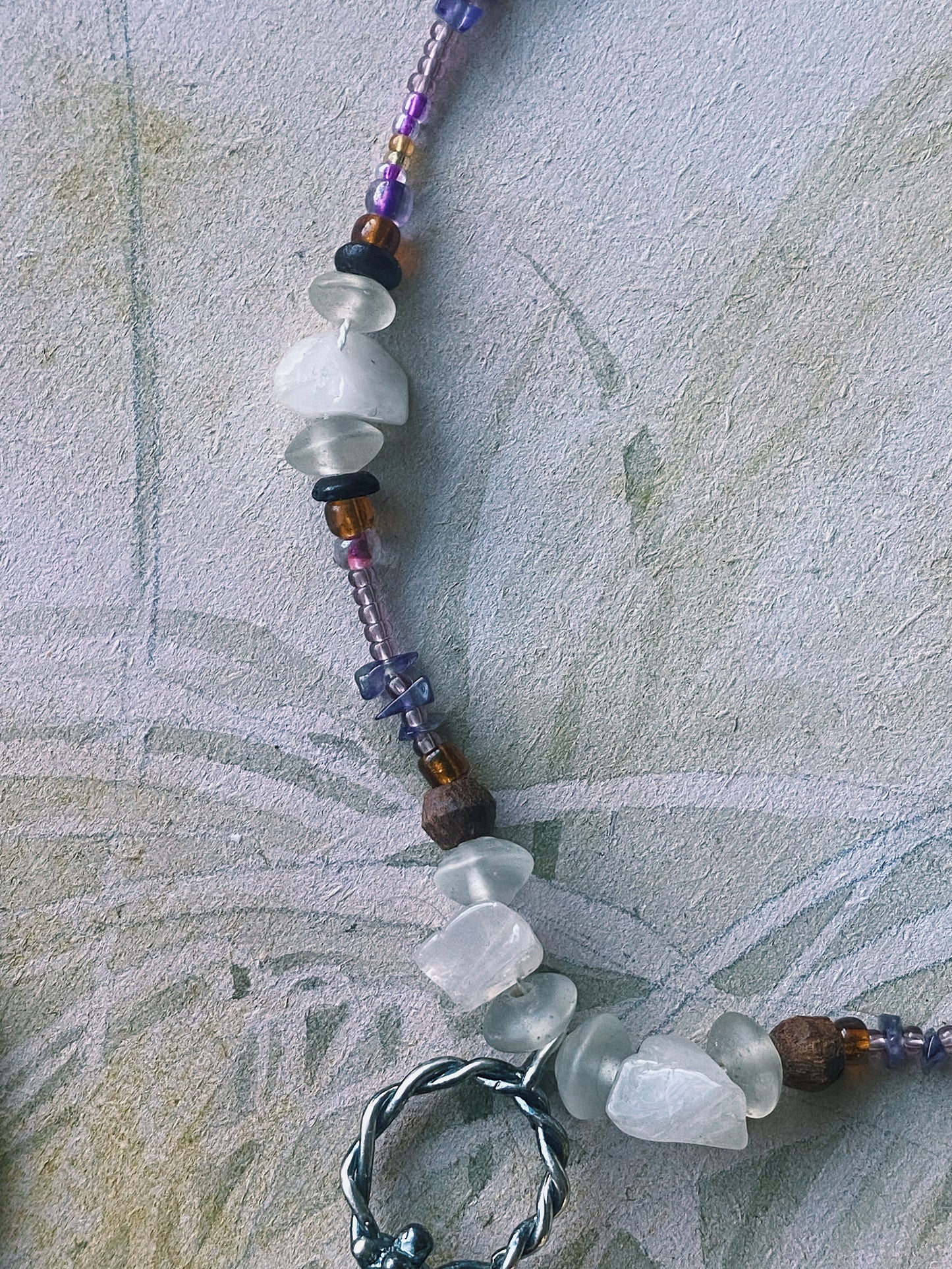 ꩜ volua ꩜ amethyst circle helix beaded necklace