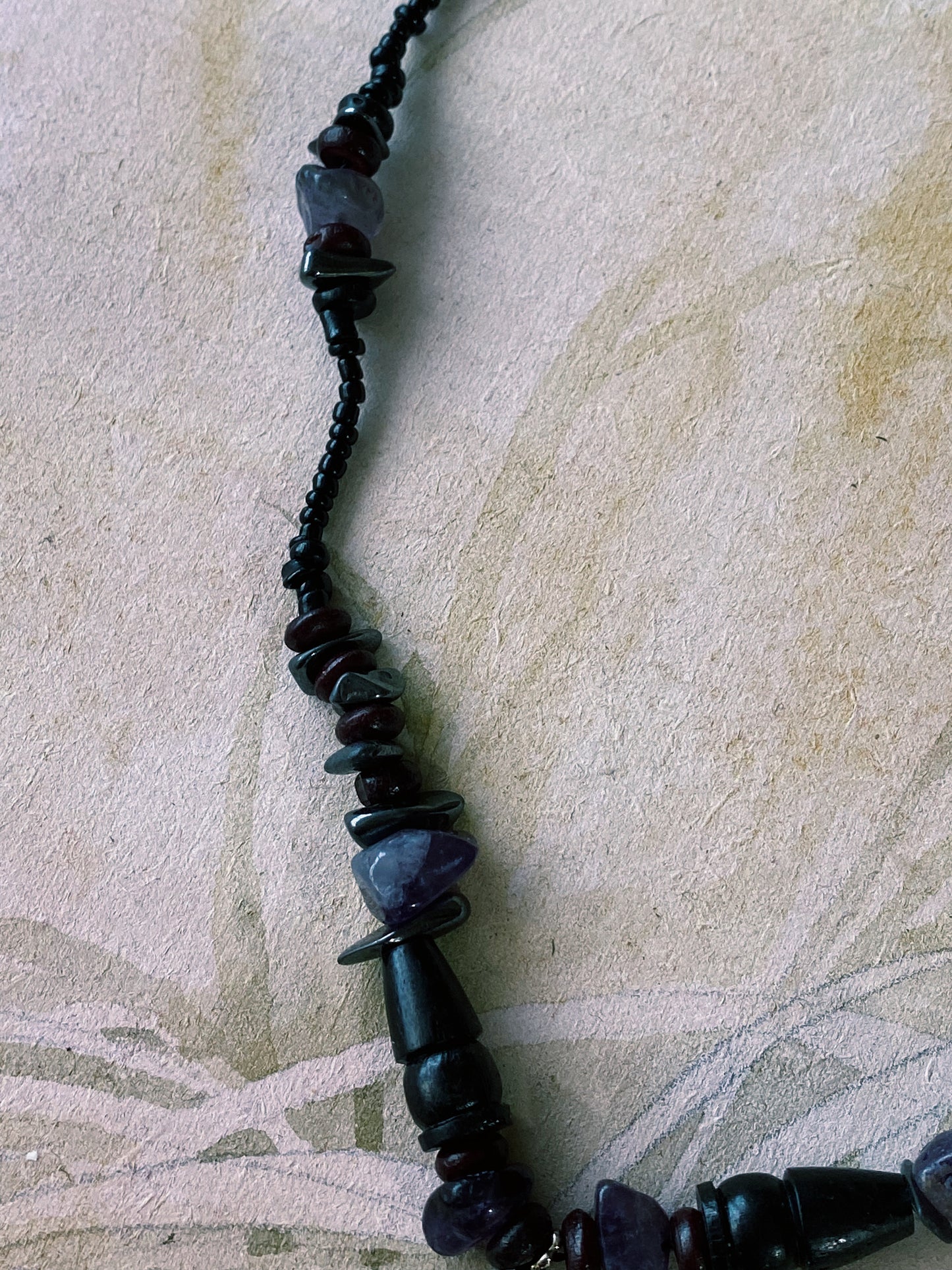 ꩜ volua ꩜ faceted lapiz lazuli dark wand beaded necklace