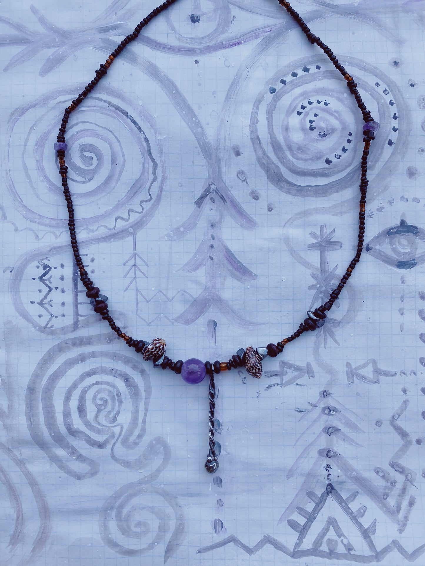 ꩜ volua ꩜ dark wand helix beaded necklace
