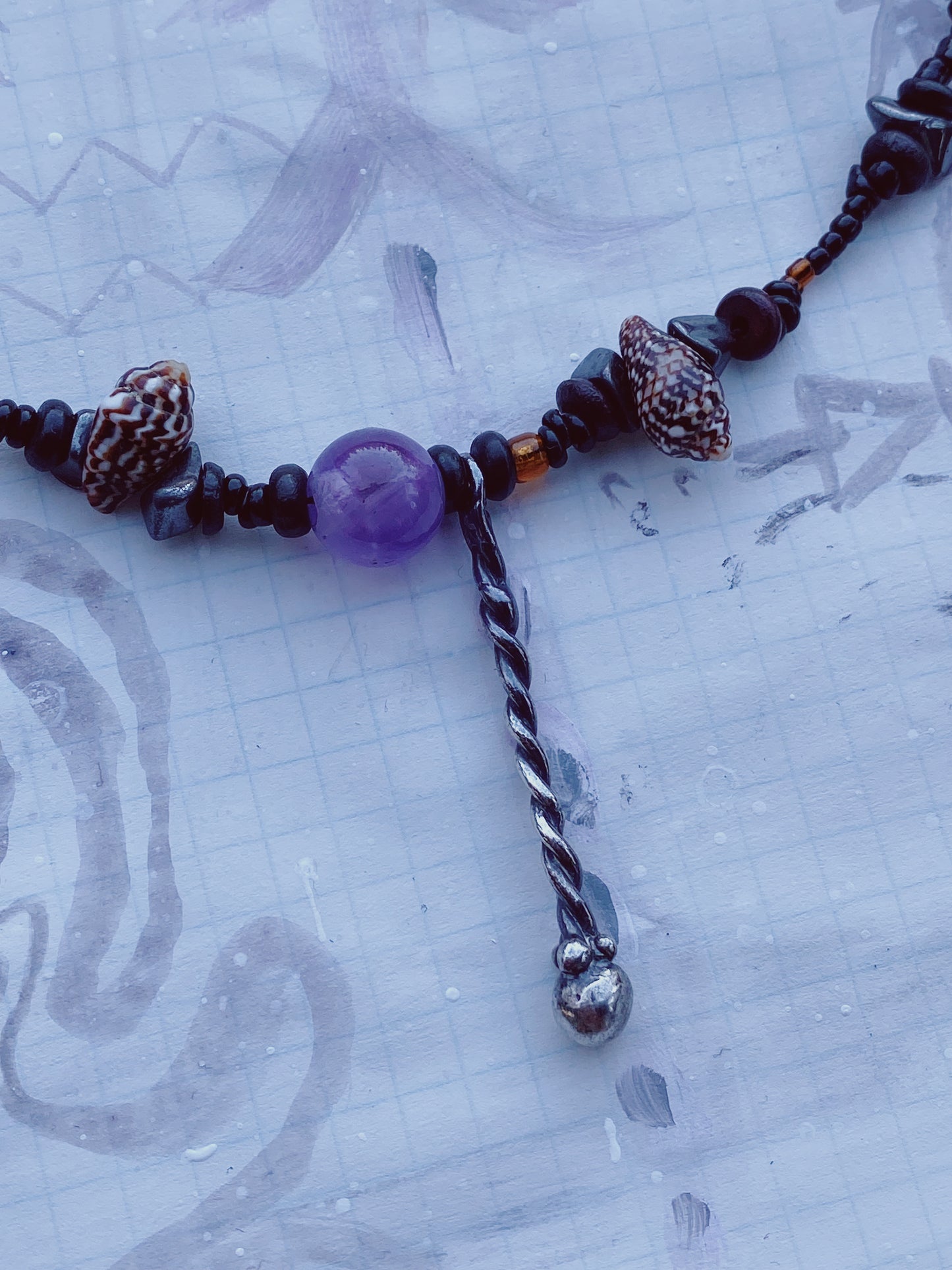 ꩜ volua ꩜ dark wand helix beaded necklace