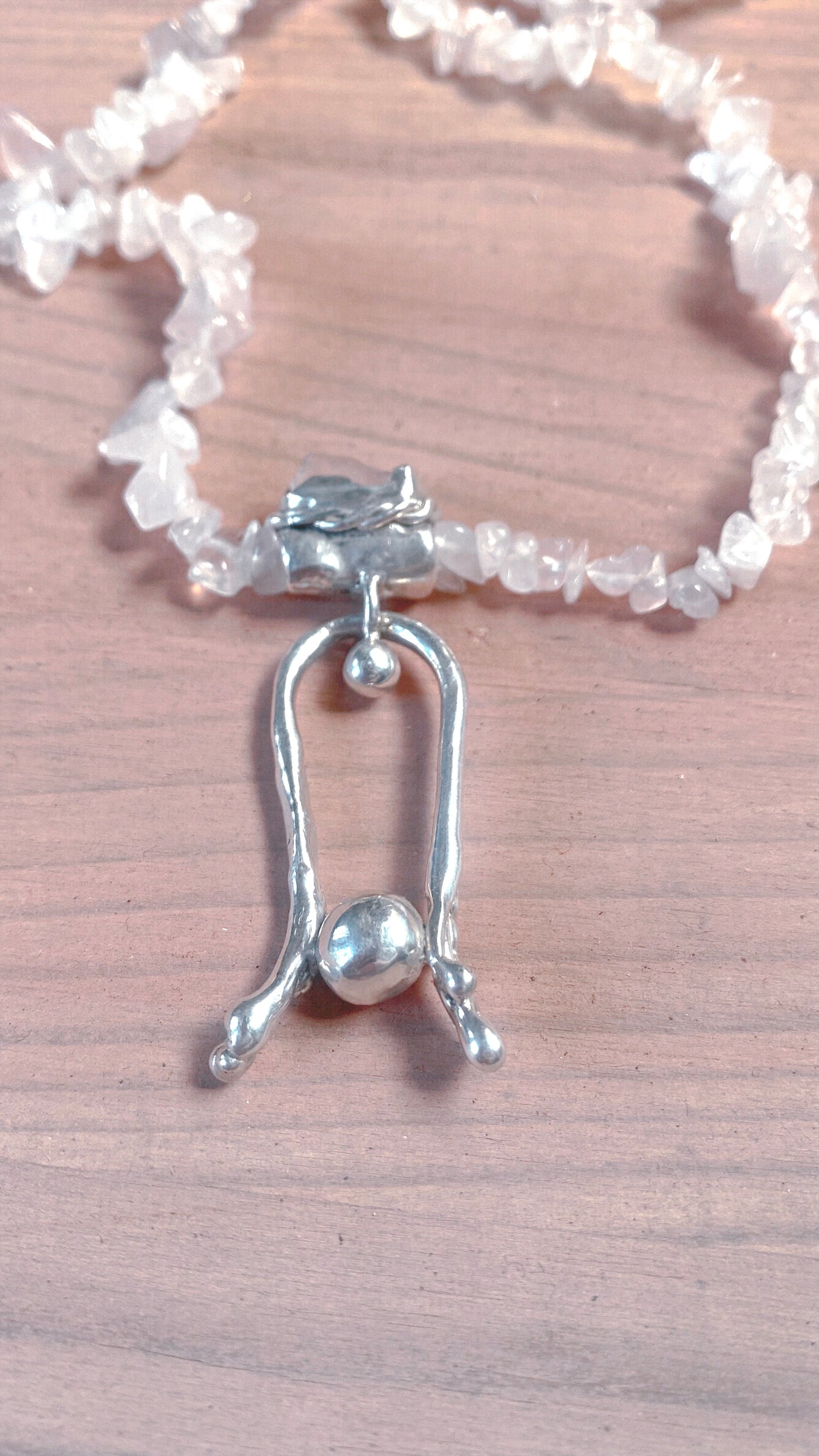rose crowned silver knocker pendant {door nox} – handmade rose quartz statement heart healer necklace, artisan gemstone jewellery, romantic heirloom gift