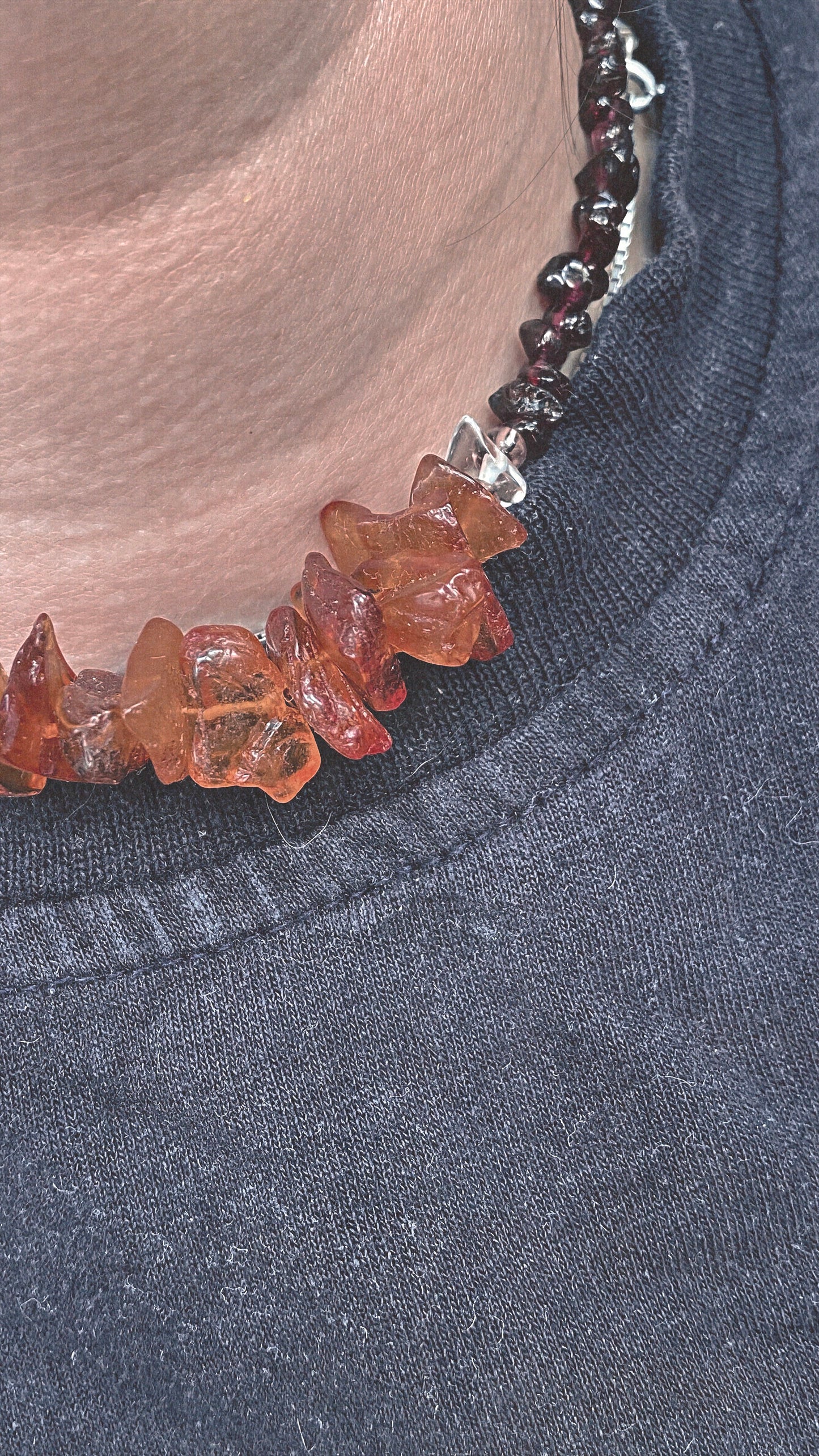 chunky baltic amber and mini garnets statement choker