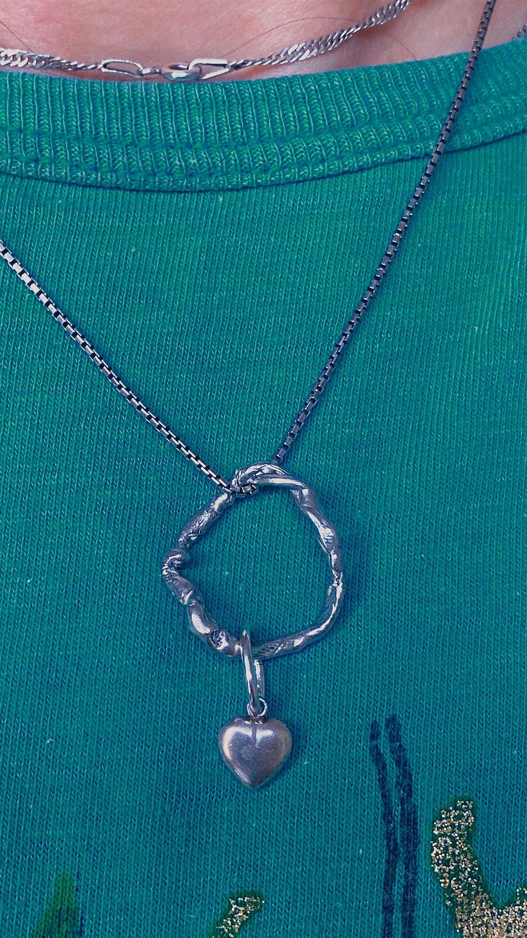 heart ringlet // one of a kind organic silver swirl with vintage heart