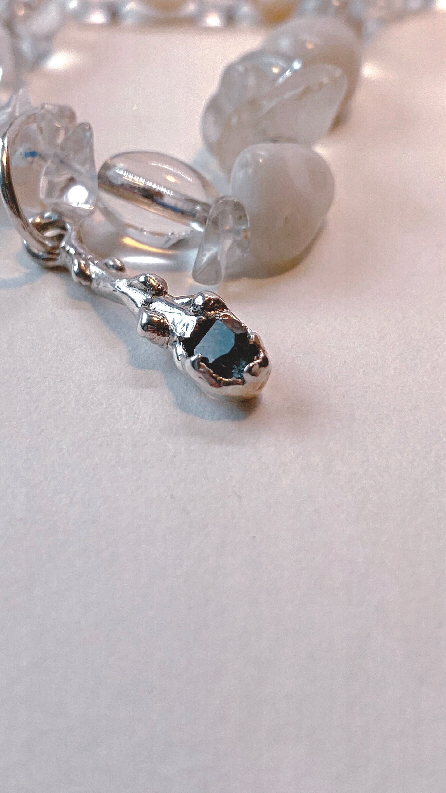 ᠅ sunken city ᠅ herkimer wand – unique silver herkimer diamond wand necklace, handcrafted artisan design, crystal healing heirloom gift