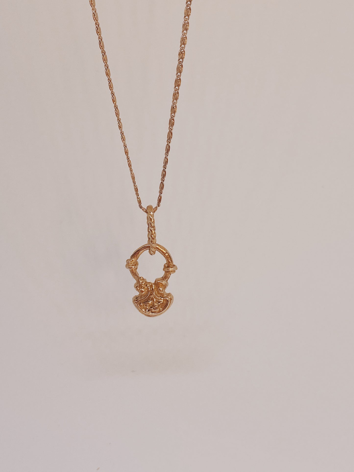 solid 14k gold locke amulets // padlock and key companion pendants necklace
