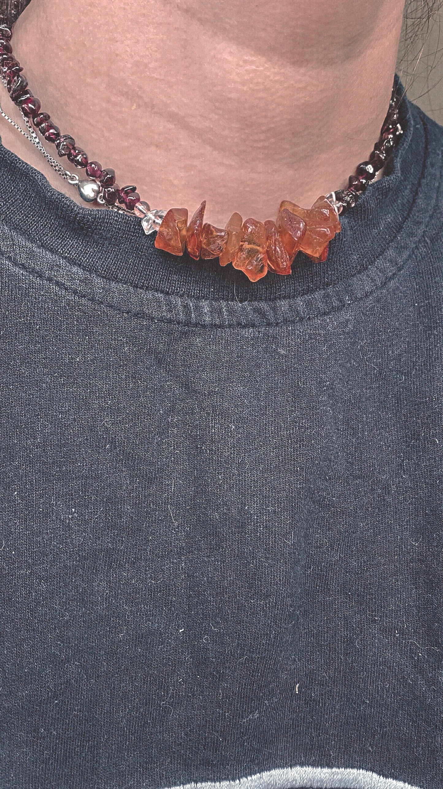 chunky baltic amber and mini garnets statement choker