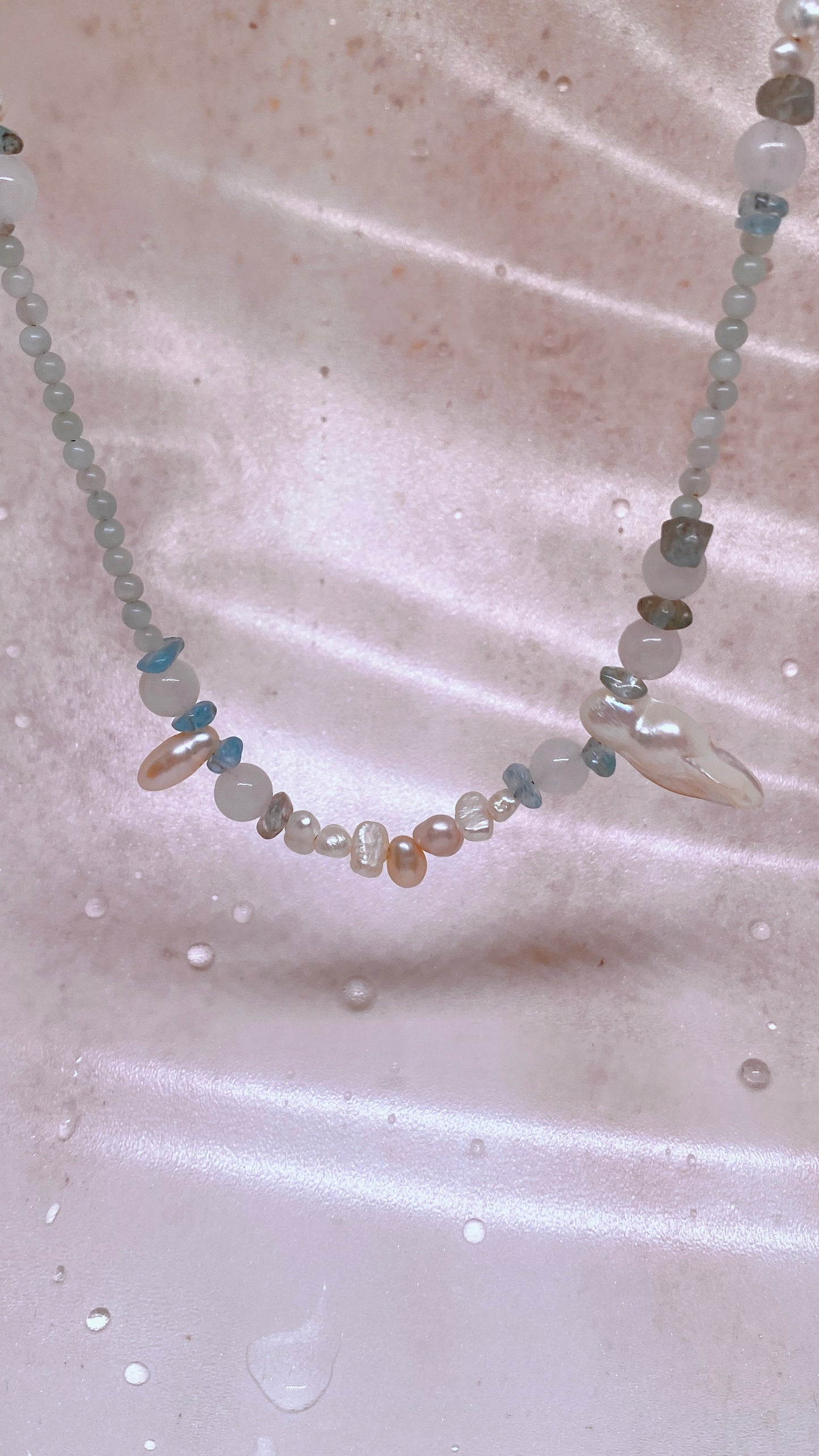 sea foam // pearly dainty semi precious stone and pearl strand