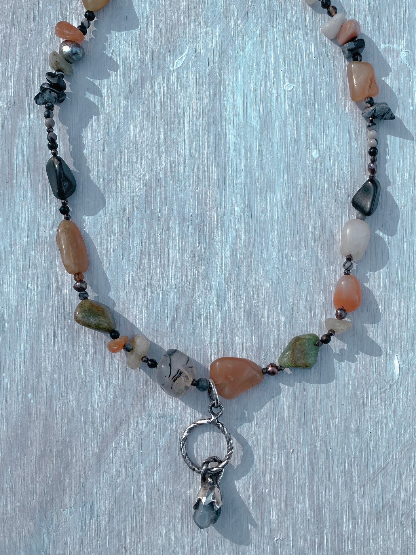 ꩜ volua ꩜ moss agate lanterna gemstone bulb strand