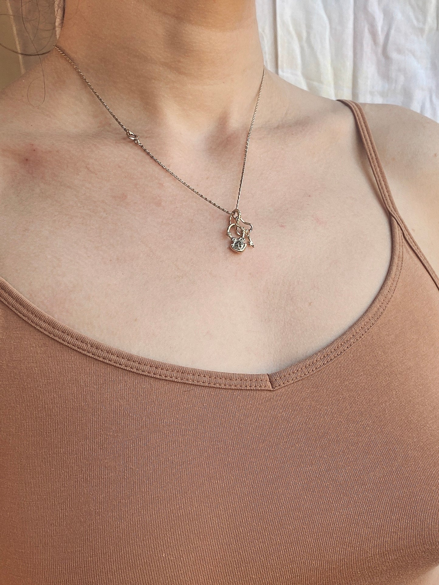 solid 14k gold locke amulets // padlock and key companion pendants necklace