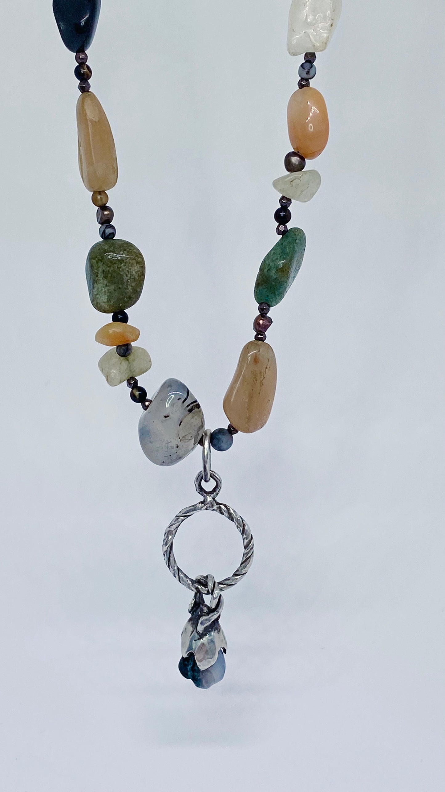 ꩜ volua ꩜ moss agate lanterna gemstone bulb strand