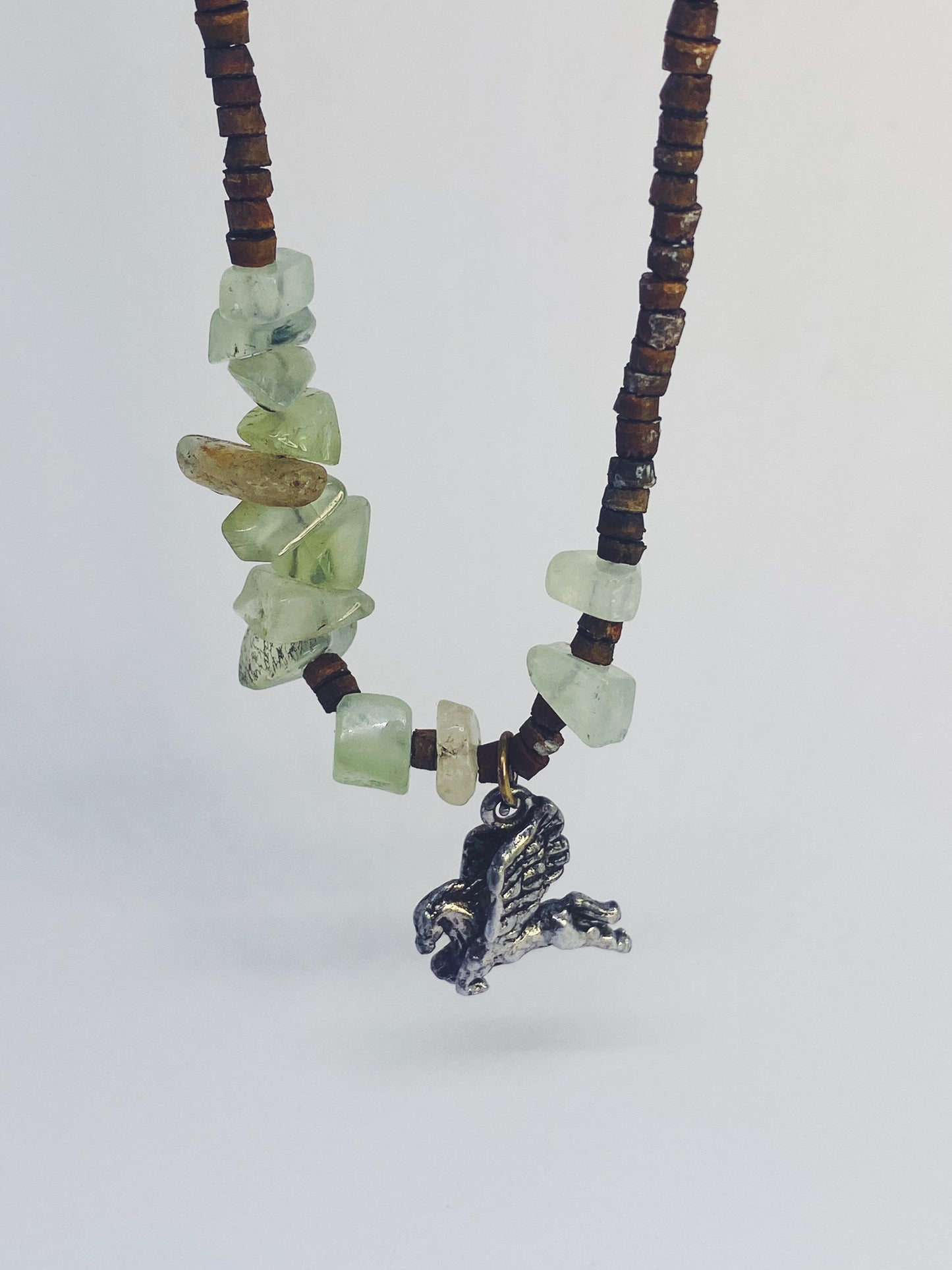 fluorite with vintage pegasus charm