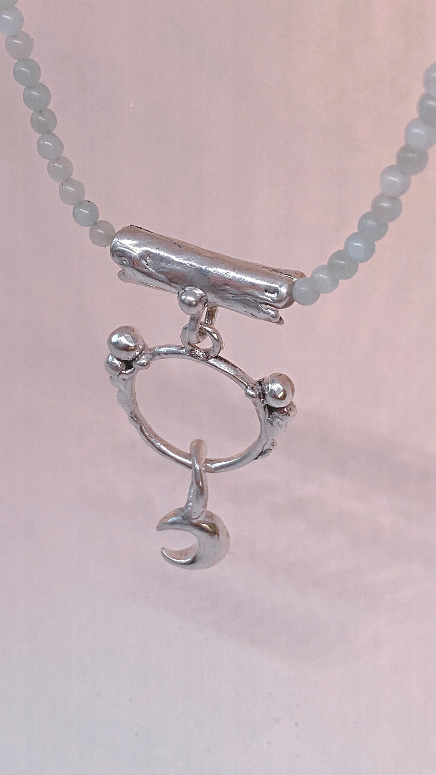 enter lunaria triple piece silver pendant {door nox} – one-of-a-kind moon motif pendant, handcrafted artisan jewellery, celestial luxury heirloom gift