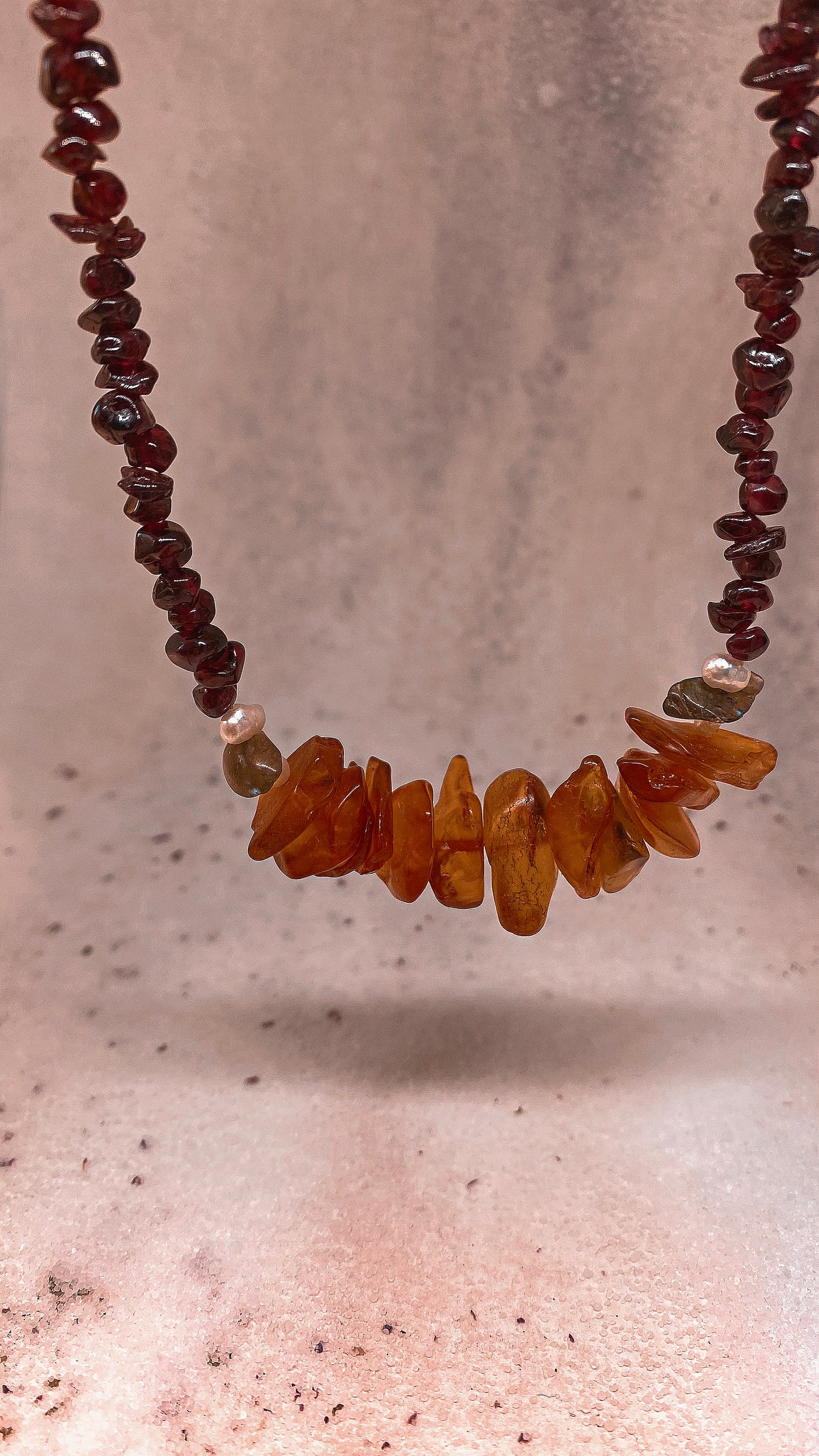 chunky baltic amber and mini garnets statement choker