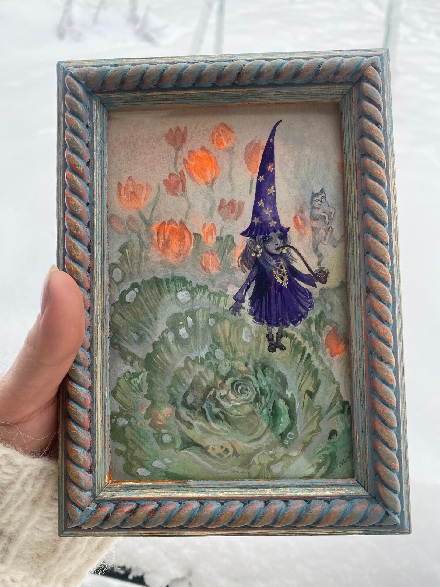 smoky witchling // framed original art
