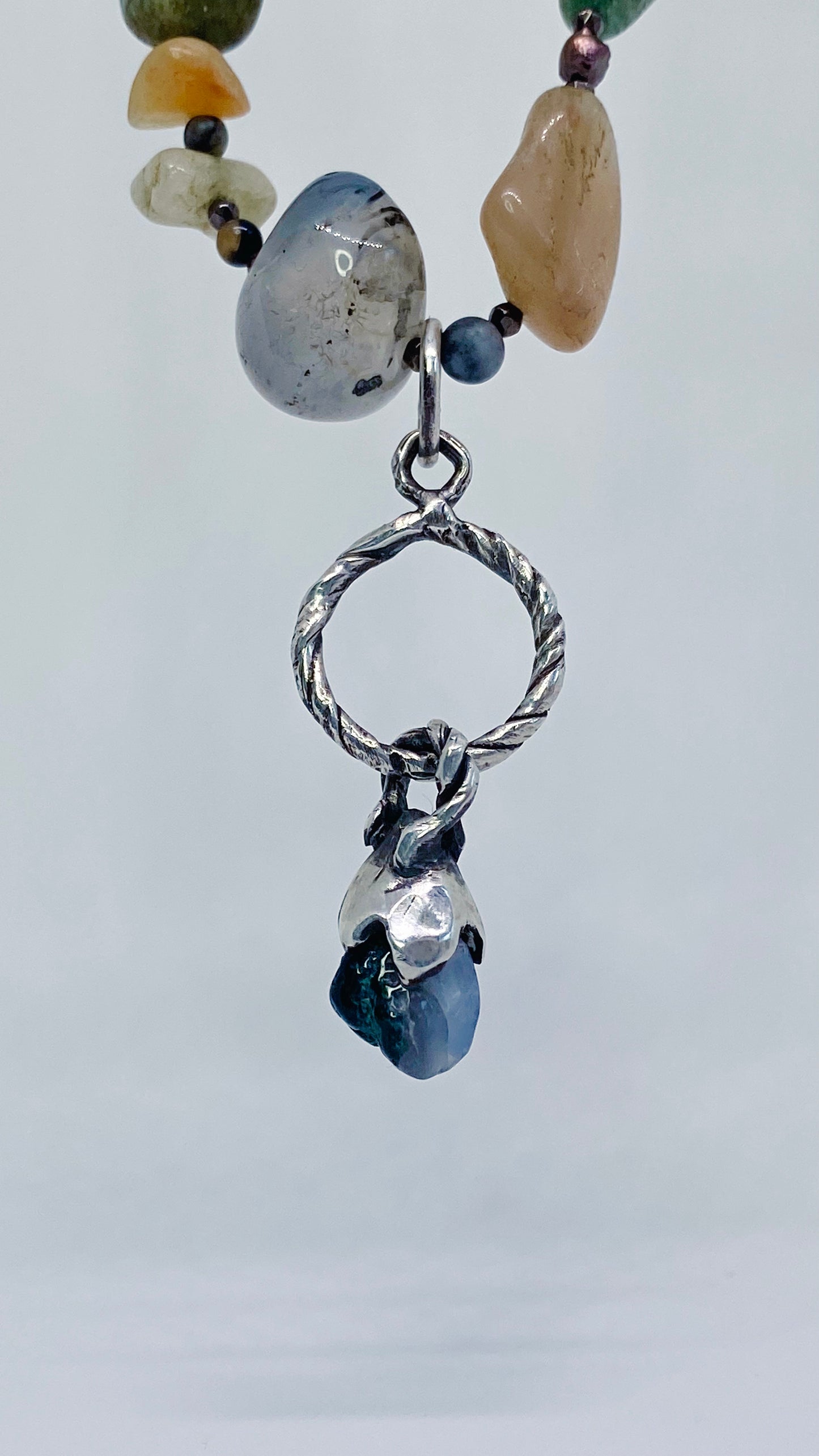 ꩜ volua ꩜ moss agate lanterna gemstone bulb strand