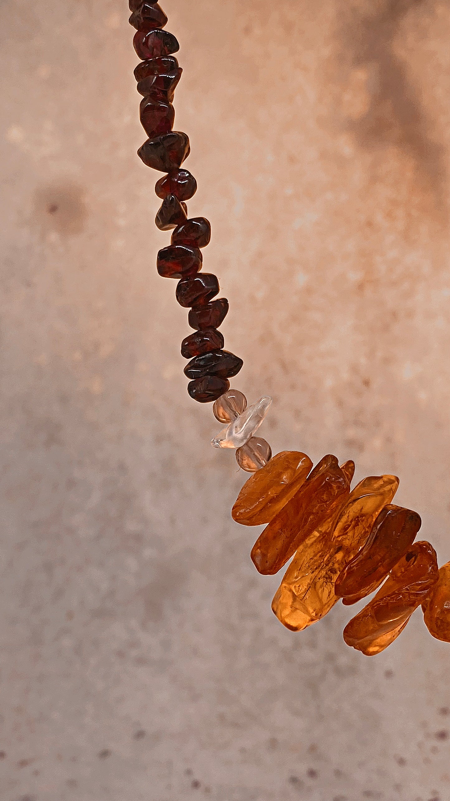 chunky baltic amber and mini garnets statement choker