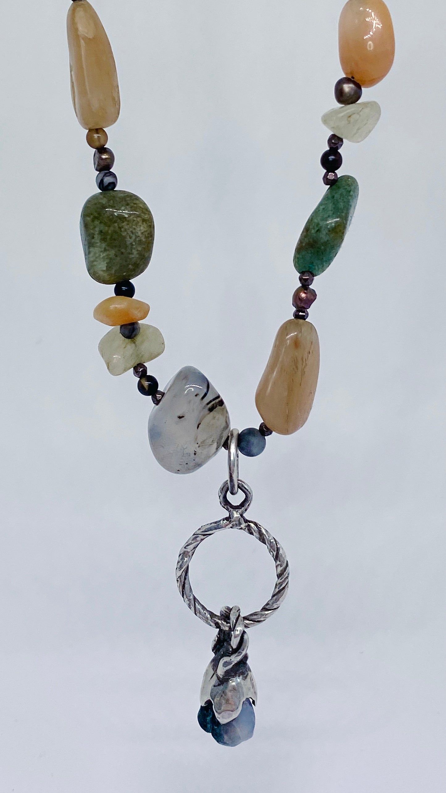 ꩜ volua ꩜ moss agate lanterna gemstone bulb strand