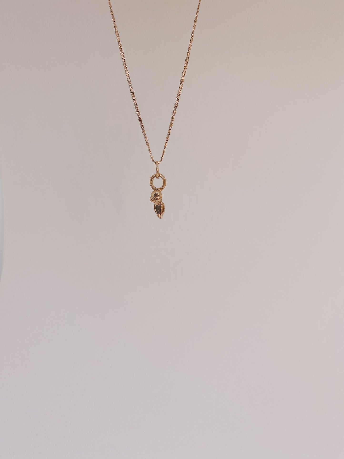 solid 14k gold alien pendant // 'mini grayleon'