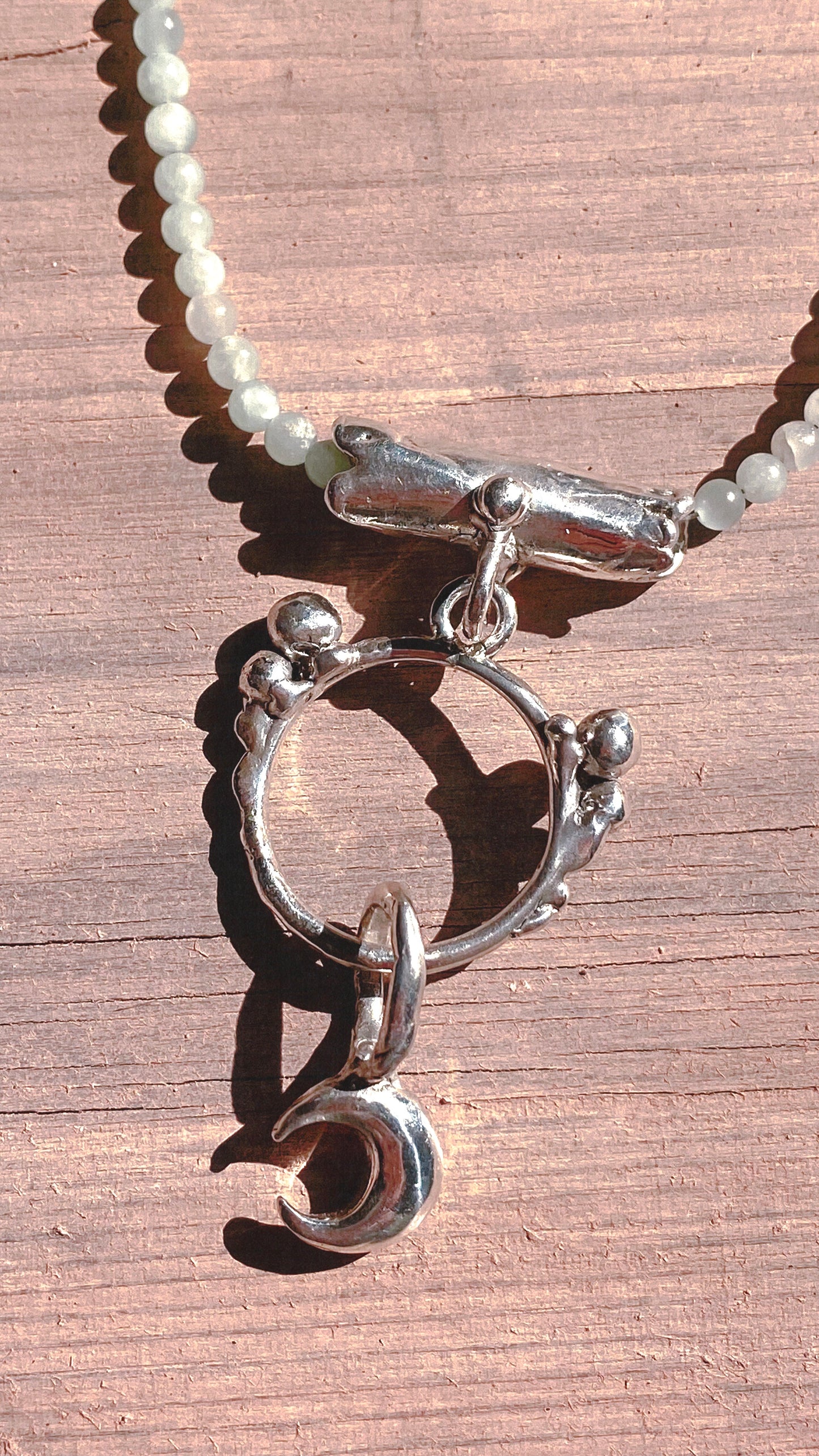 enter lunaria triple piece silver pendant {door nox} – one-of-a-kind moon motif pendant, handcrafted artisan jewellery, celestial luxury heirloom gift