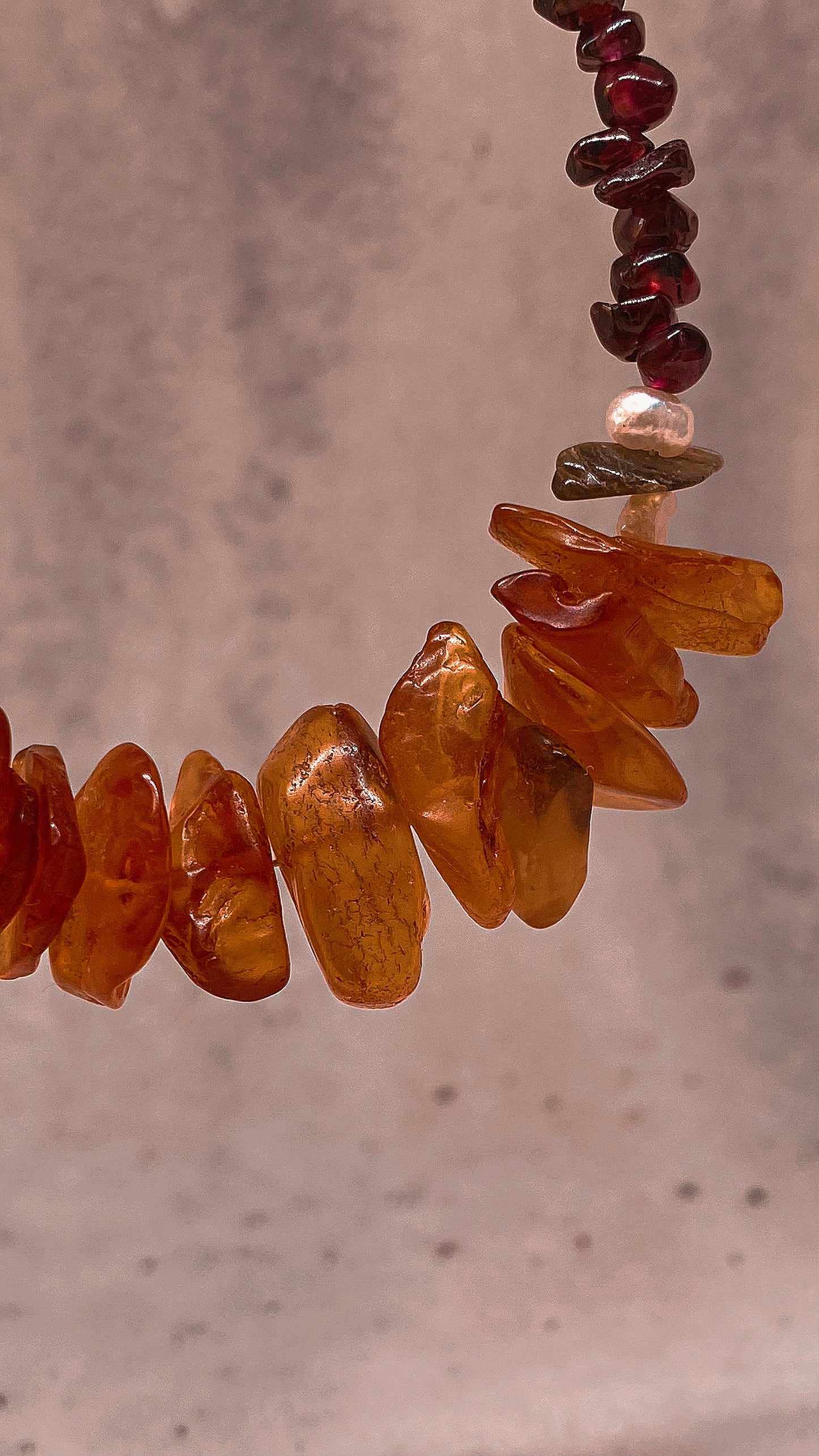 chunky baltic amber and mini garnets statement choker