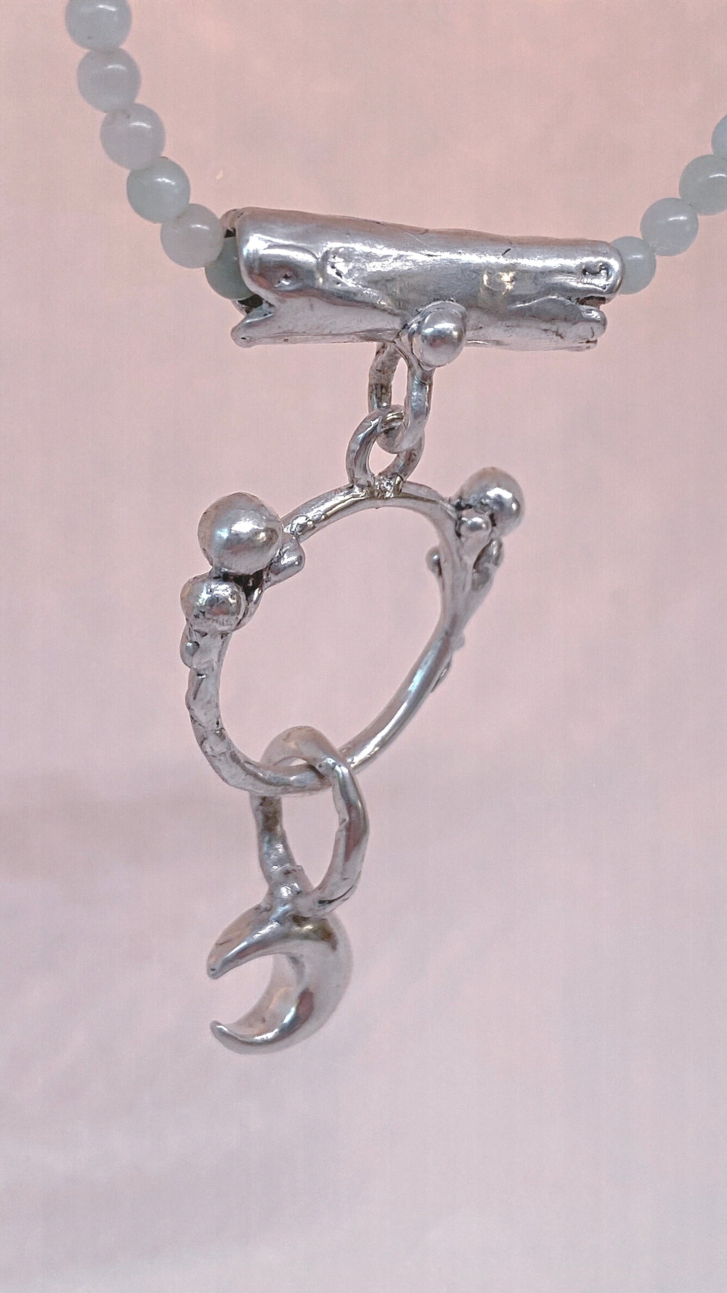 enter lunaria triple piece silver pendant {door nox} – one-of-a-kind moon motif pendant, handcrafted artisan jewellery, celestial luxury heirloom gift