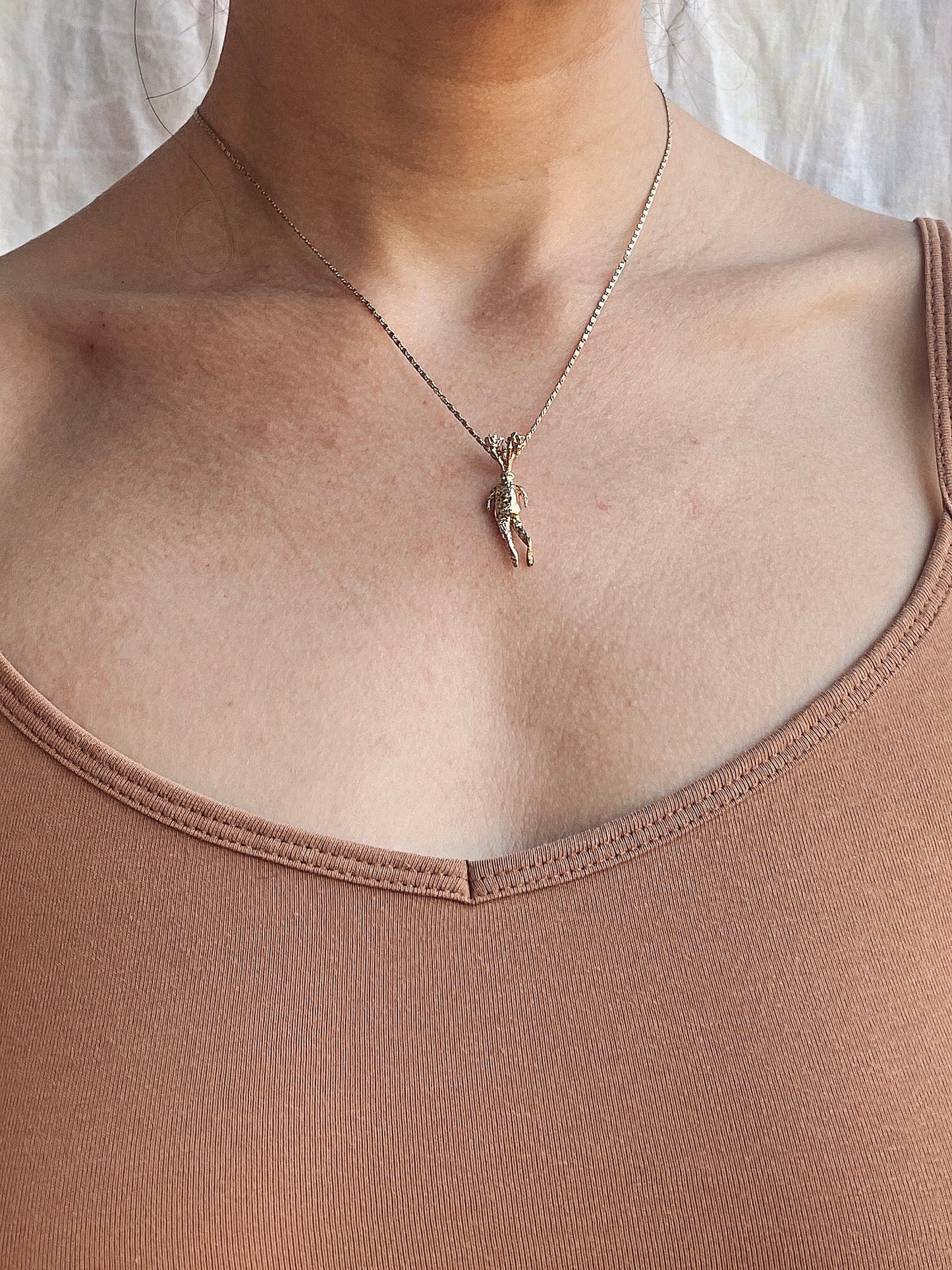 solid 14k gold mandrake charm pendant // mandragora
