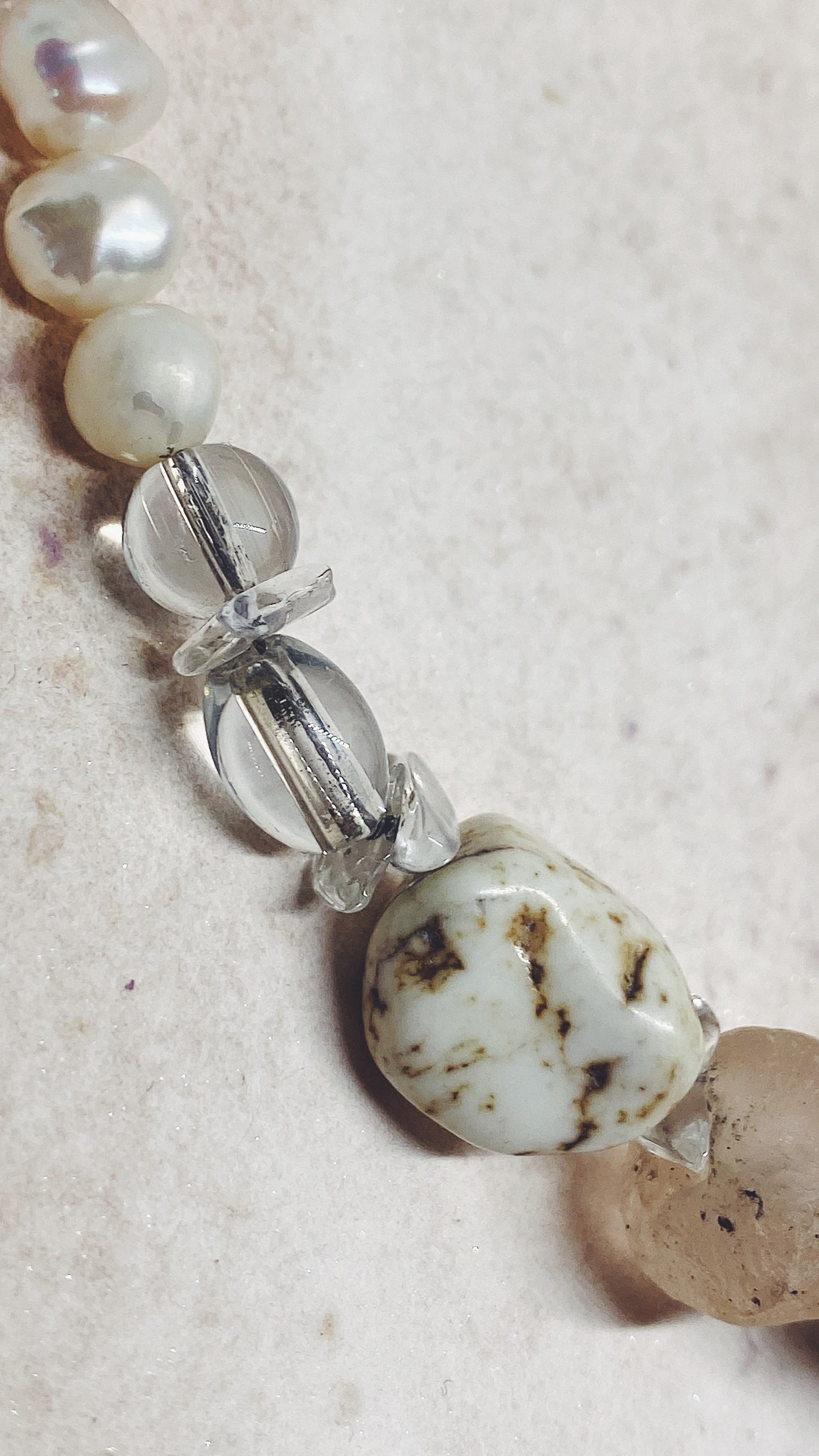 clear sea // textured semi precious stone strand