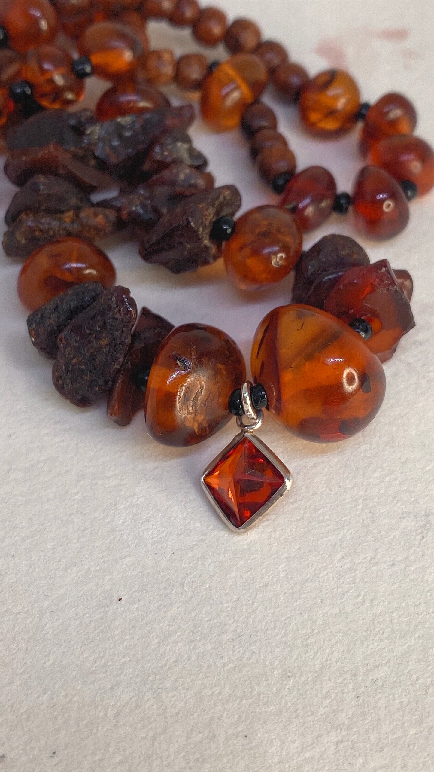 baltic amber with vintage silver glass spark