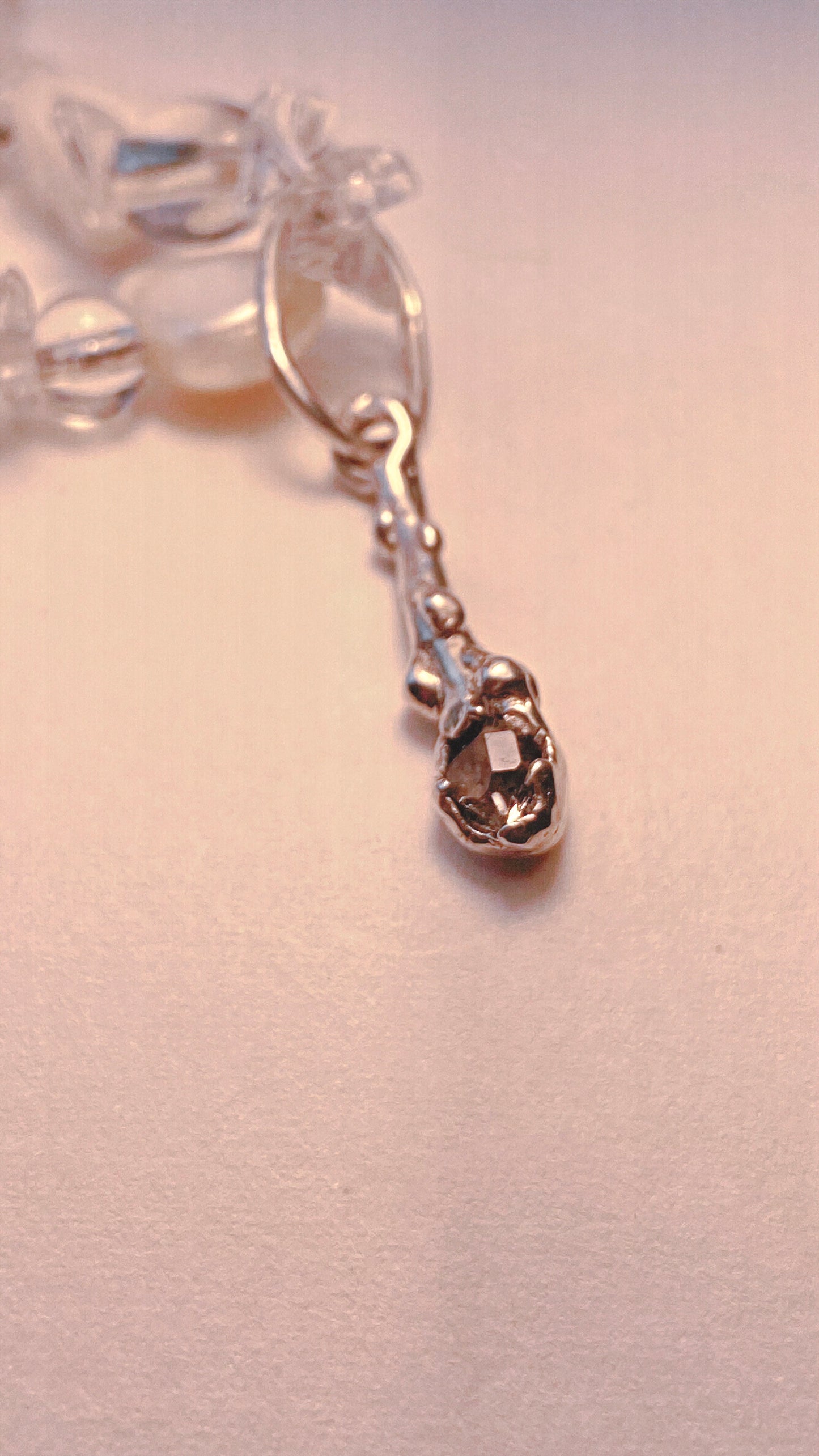 ᠅ sunken city ᠅ herkimer wand – unique silver herkimer diamond wand necklace, handcrafted artisan design, crystal healing heirloom gift