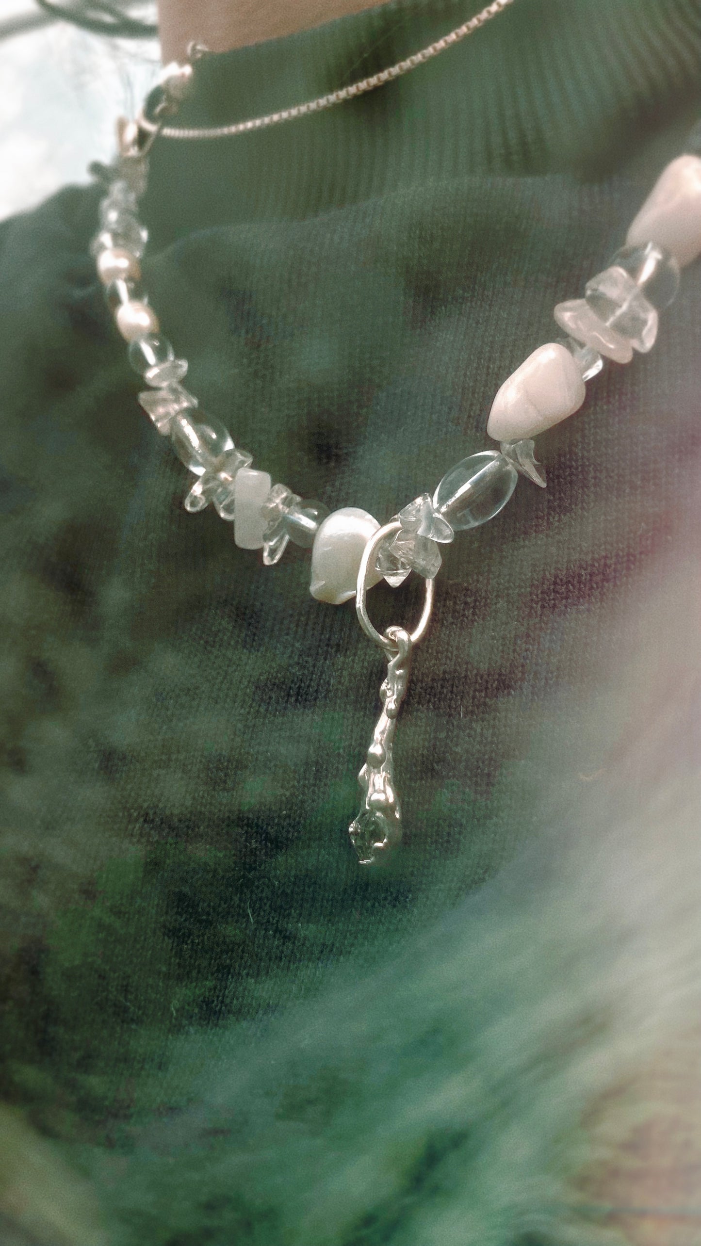 ᠅ sunken city ᠅ herkimer wand – unique silver herkimer diamond wand necklace, handcrafted artisan design, crystal healing heirloom gift