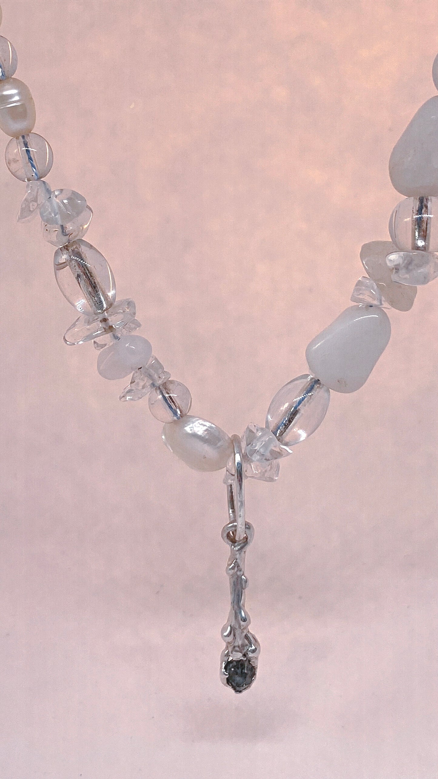᠅ sunken city ᠅ herkimer wand – unique silver herkimer diamond wand necklace, handcrafted artisan design, crystal healing heirloom gift