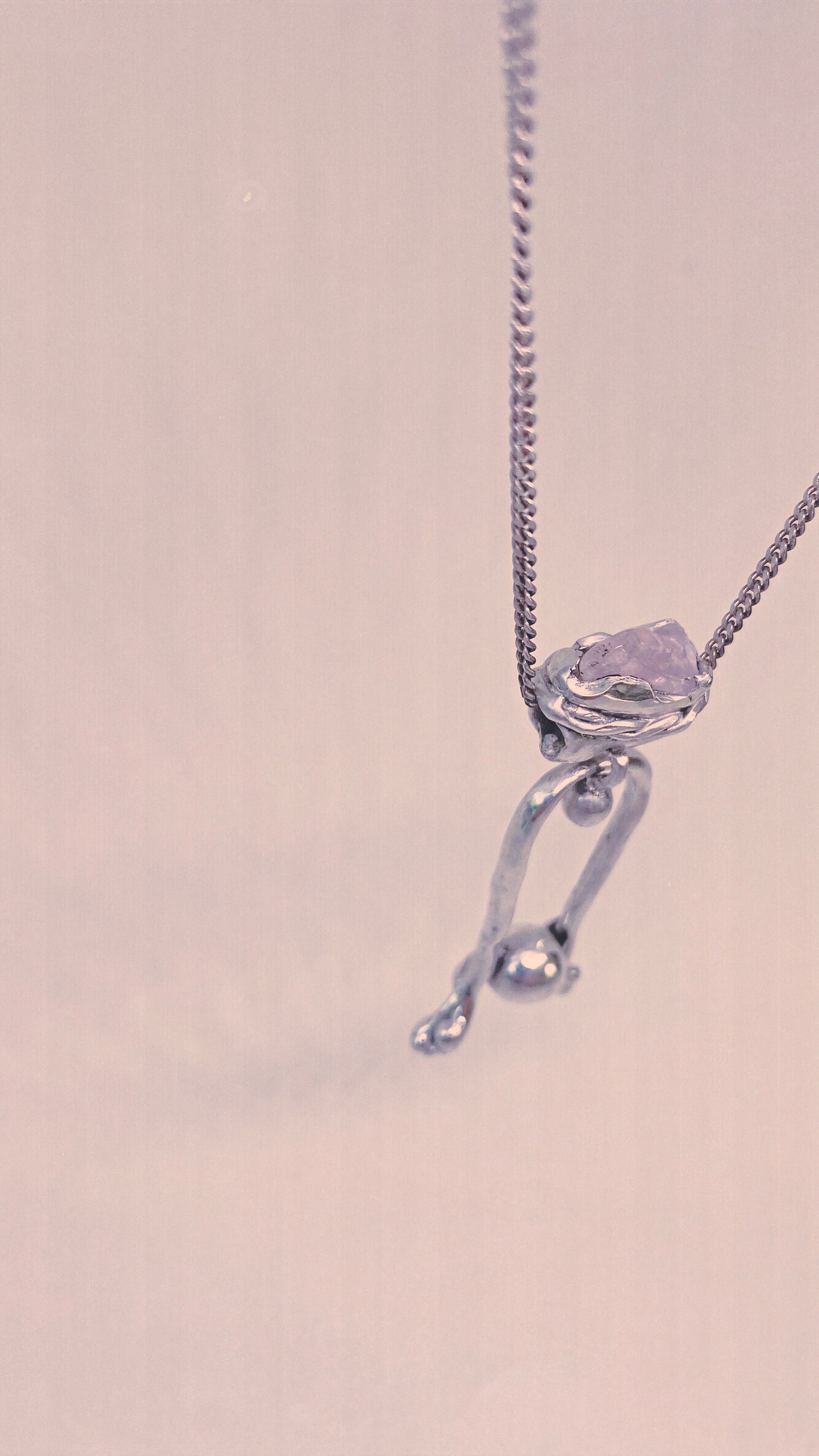 rose crowned silver knocker pendant {door nox} – handmade rose quartz statement heart healer necklace, artisan gemstone jewellery, romantic heirloom gift