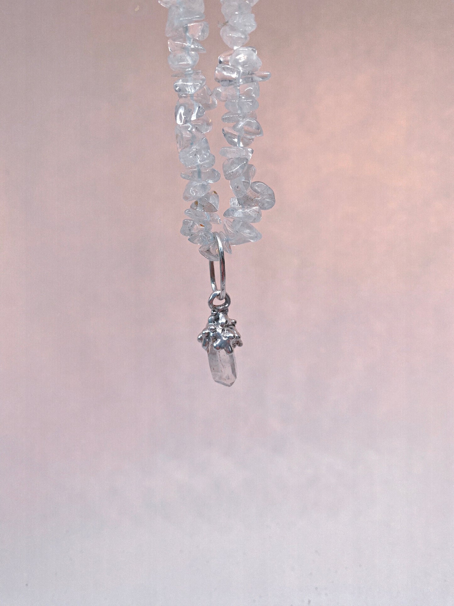 ꩜ volua ꩜ angelic droplet shroom – silver one-of-a-kind angel quartz pendant, handmade artisan jewellery, celestial elegance trinket gift