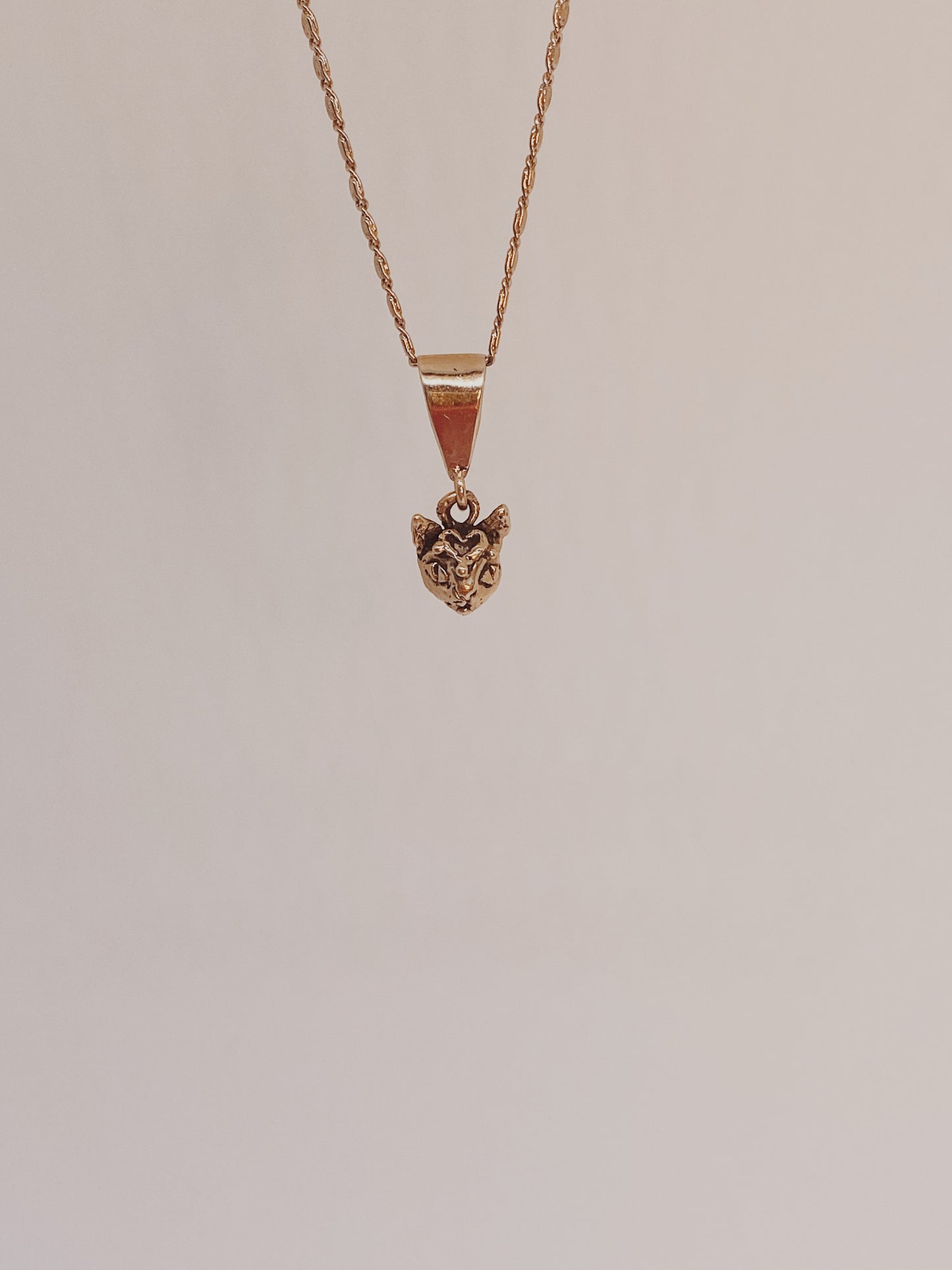 solid 14k gold heart cat // tiny cat head charm