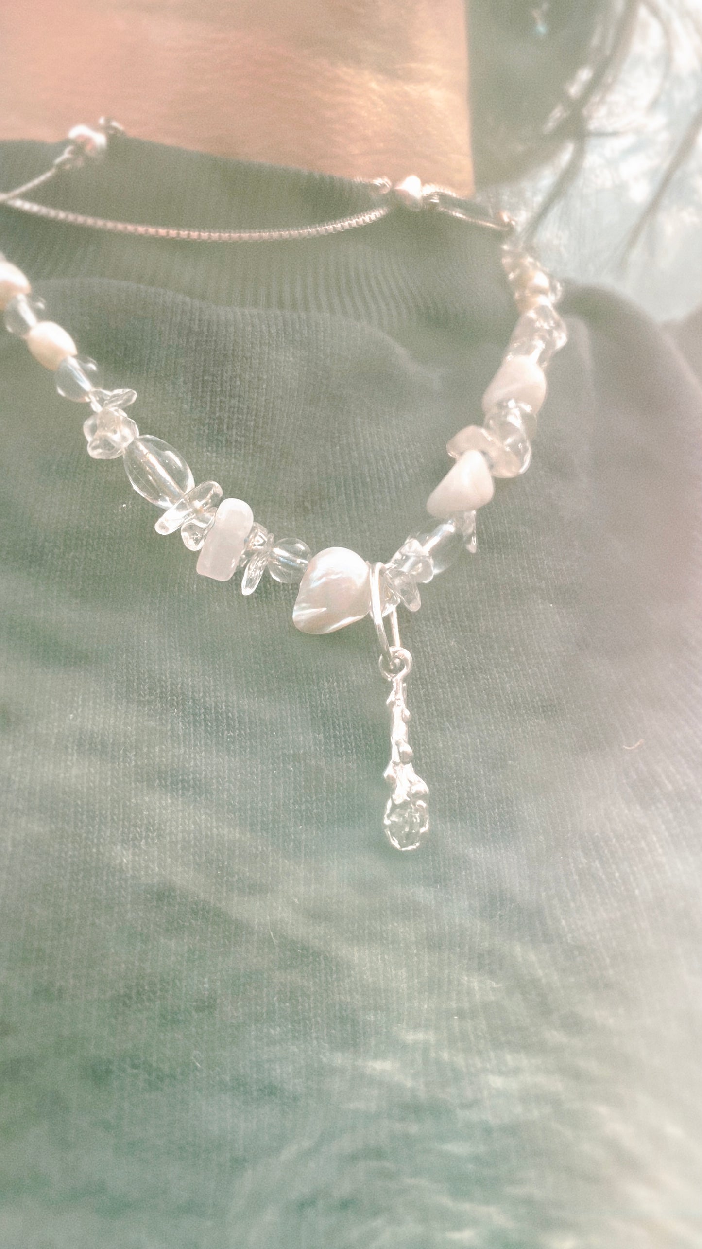 ᠅ sunken city ᠅ herkimer wand – unique silver herkimer diamond wand necklace, handcrafted artisan design, crystal healing heirloom gift