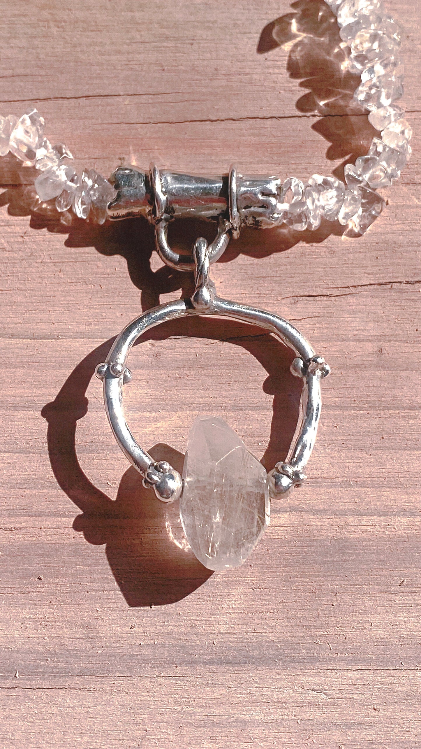 pale gold glint rutilated droplet silver pendant {door nox} – handmade rutilated quartz statement pendant, artisan gothic design, unique door knocker trinket silver