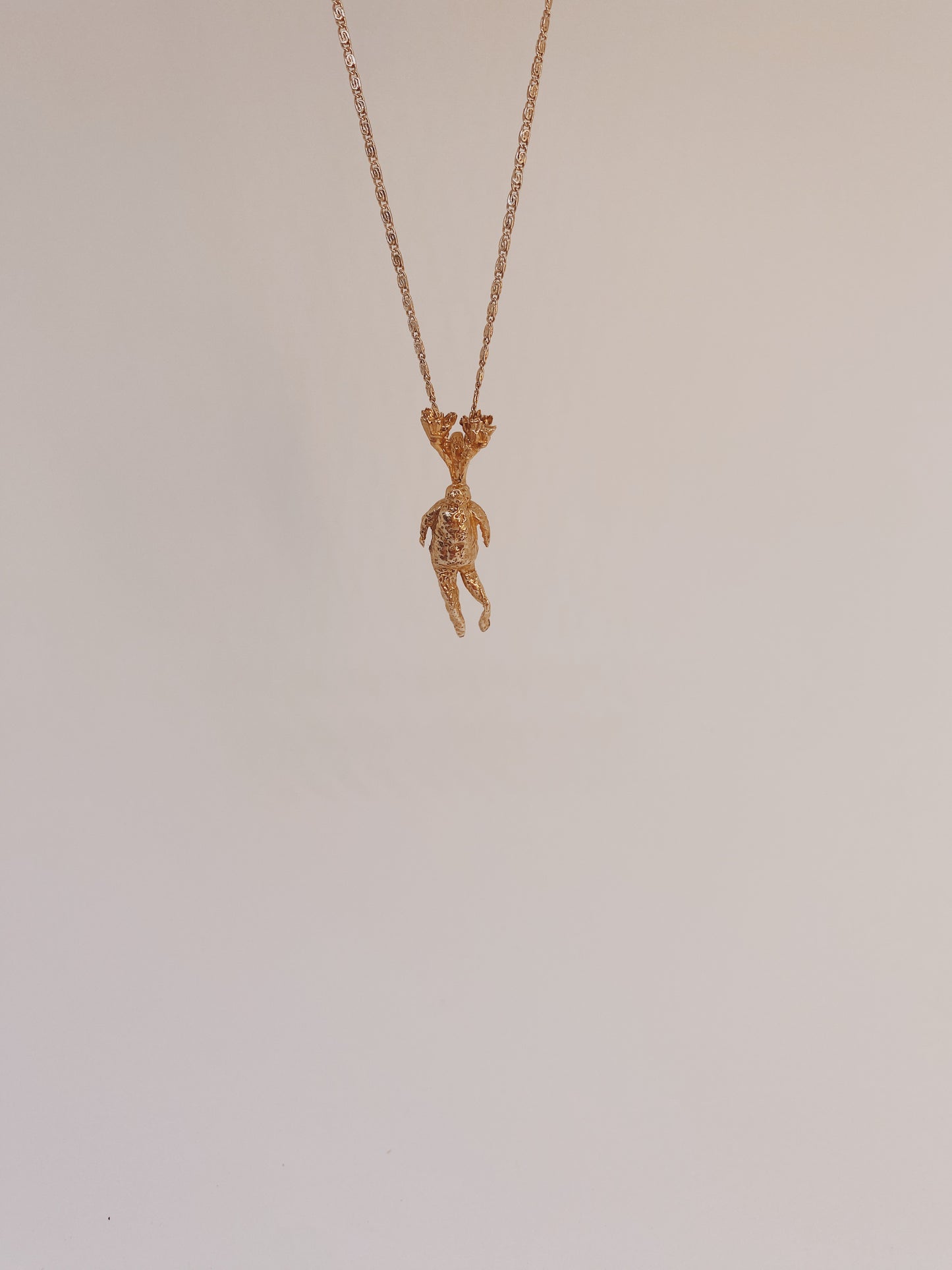 solid 14k gold mandrake charm pendant // mandragora