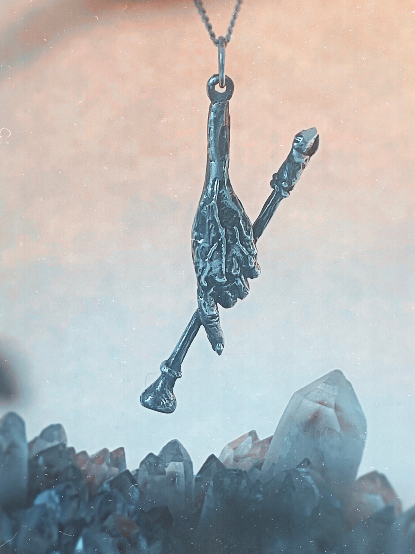 baba yaga witch pendant // hag's hand –- unique silver witch hand pendant, myth & folklore artisan jewellery