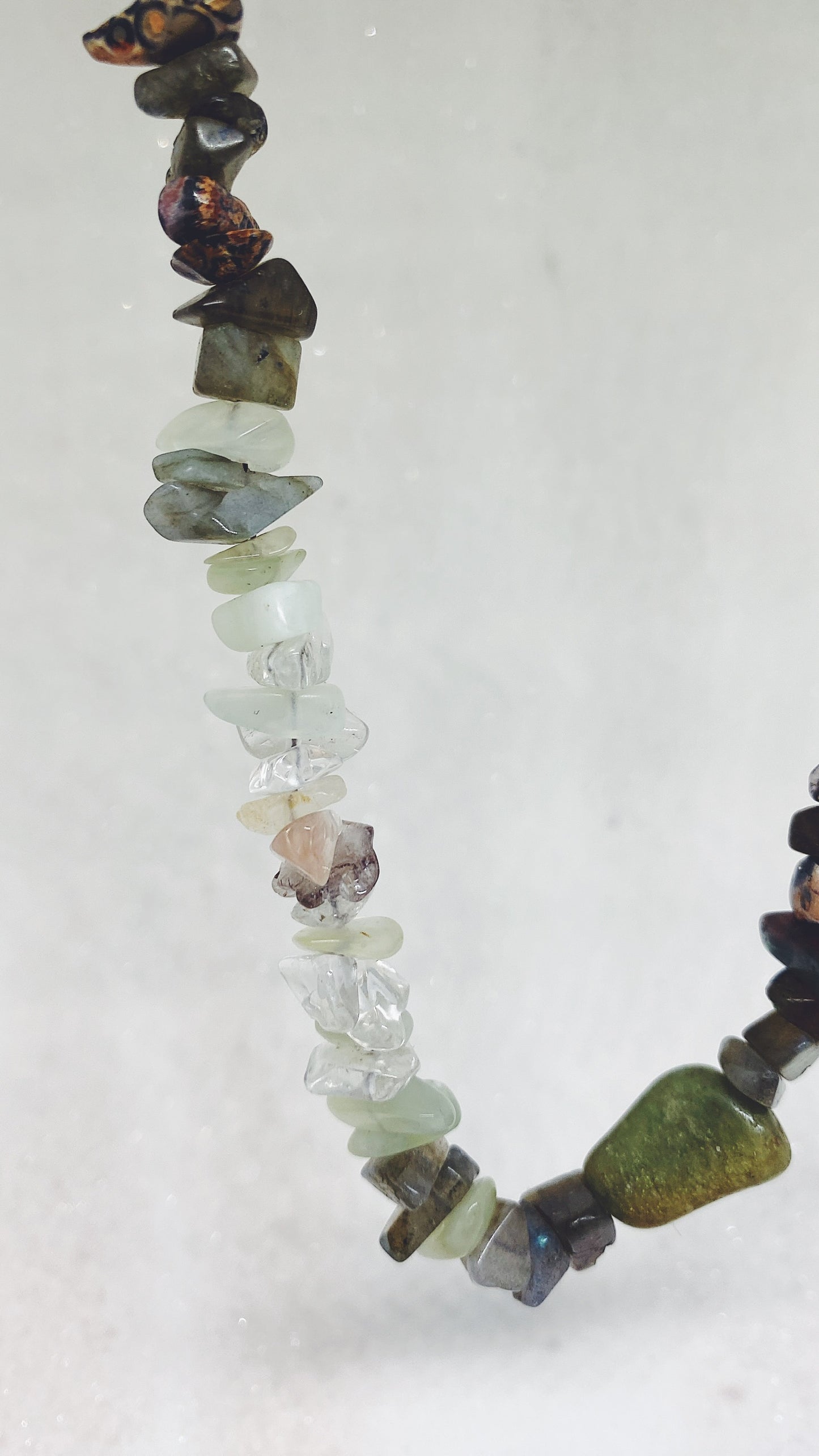 night glints, lichen shapes // textured semi precious stone strand