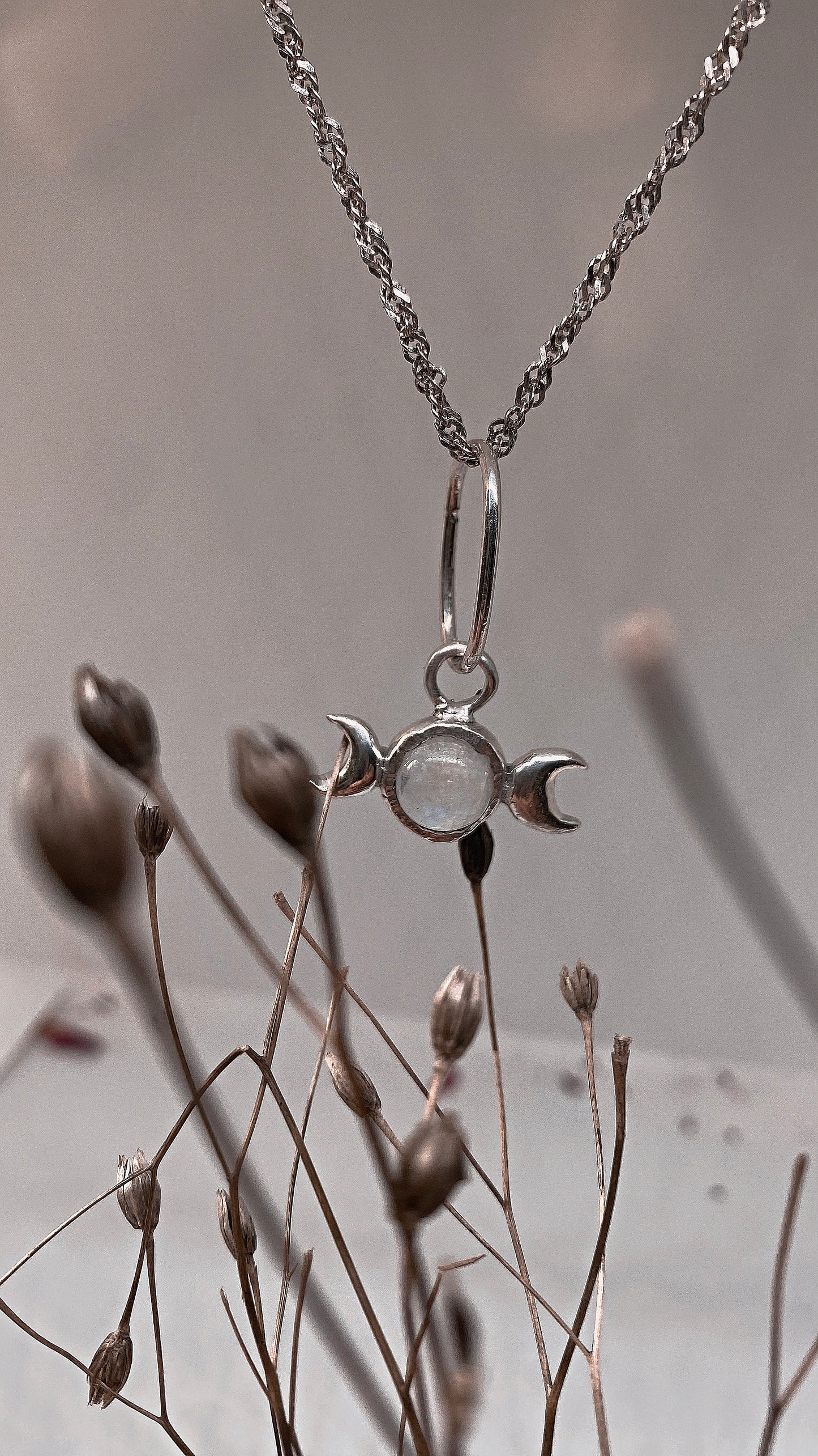 tri lune // triple goddess moonstone pendant
