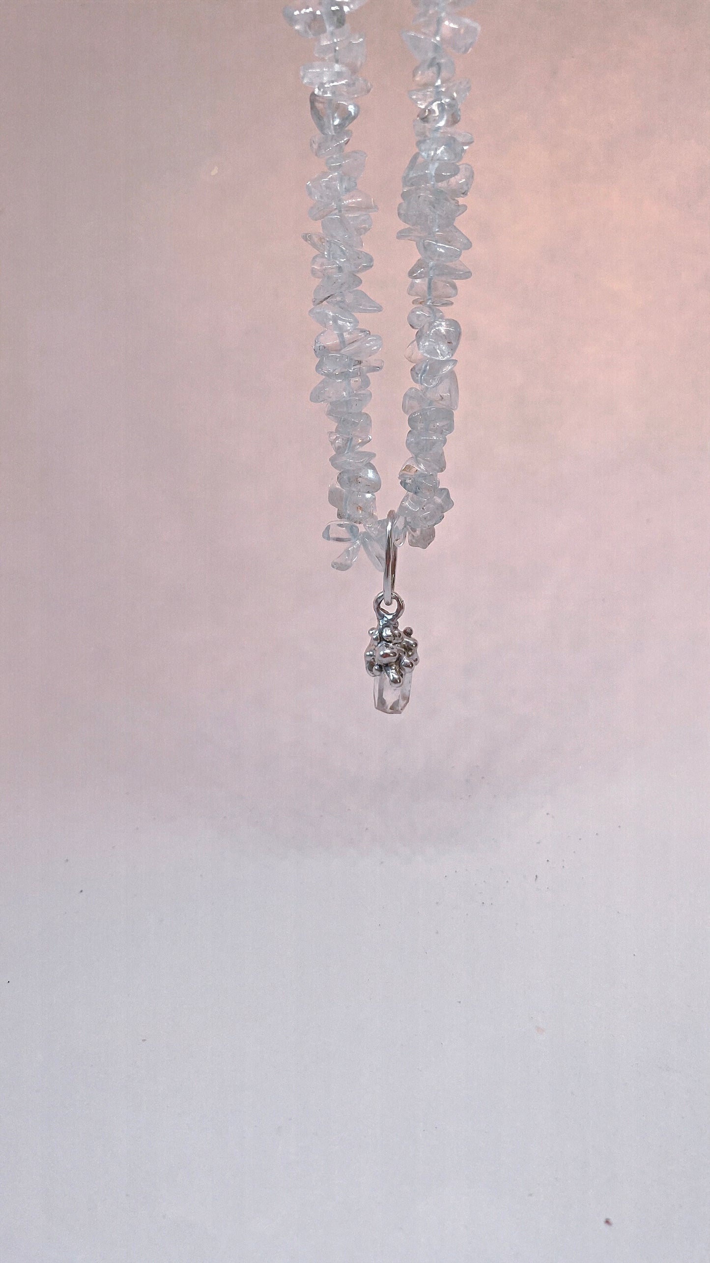 ꩜ volua ꩜ angelic droplet shroom – silver one-of-a-kind angel quartz pendant, handmade artisan jewellery, celestial elegance trinket gift