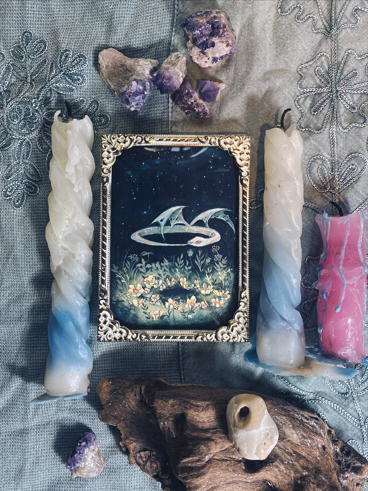 garter wyvern // framed original art