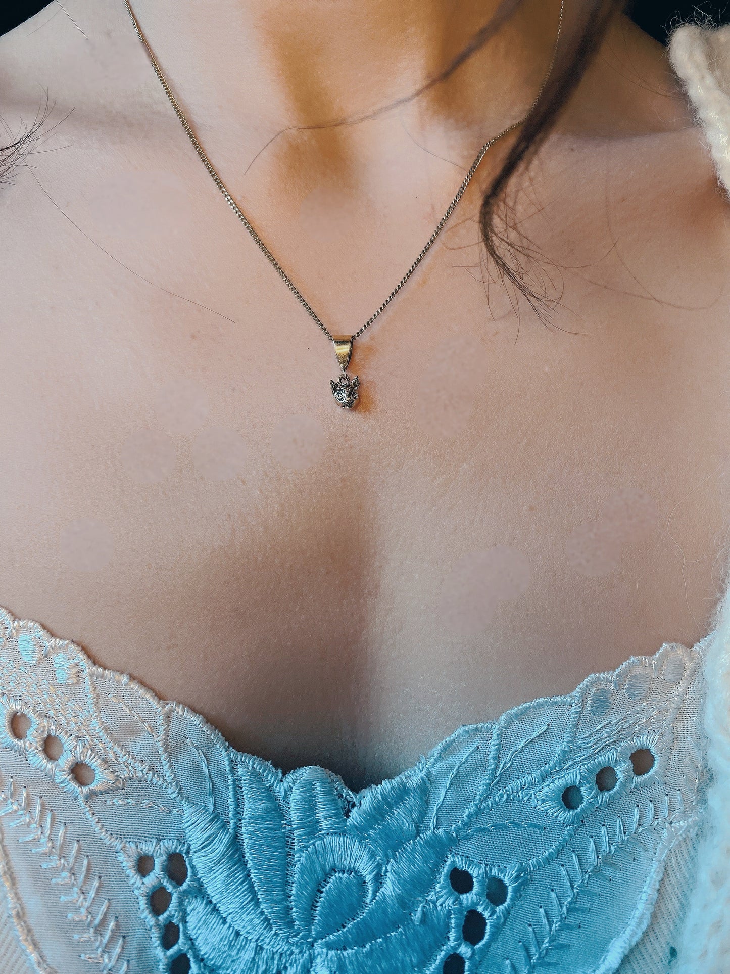 solid 14k gold heart cat // tiny cat head charm