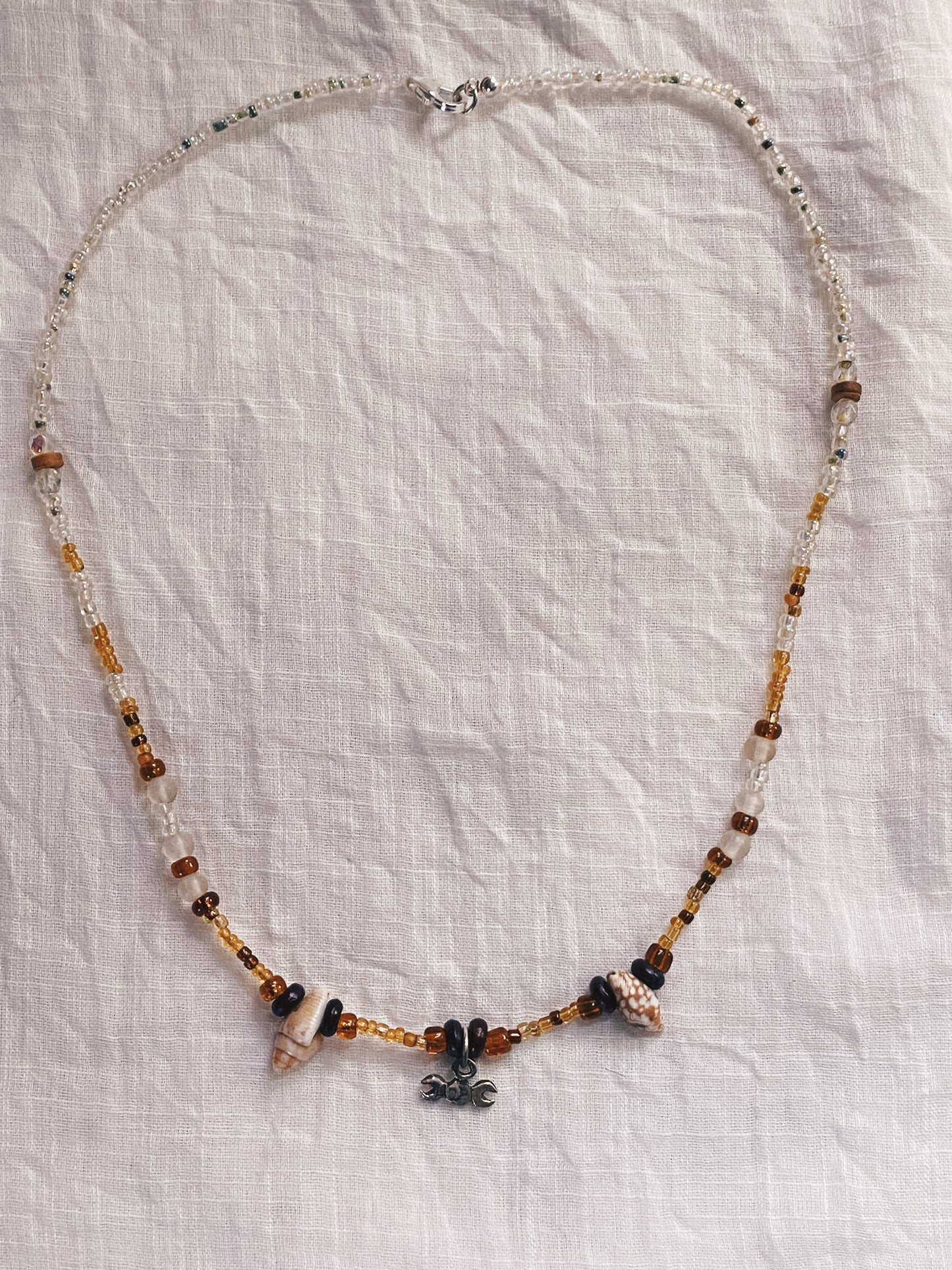 wood & shell beaded mini goddess