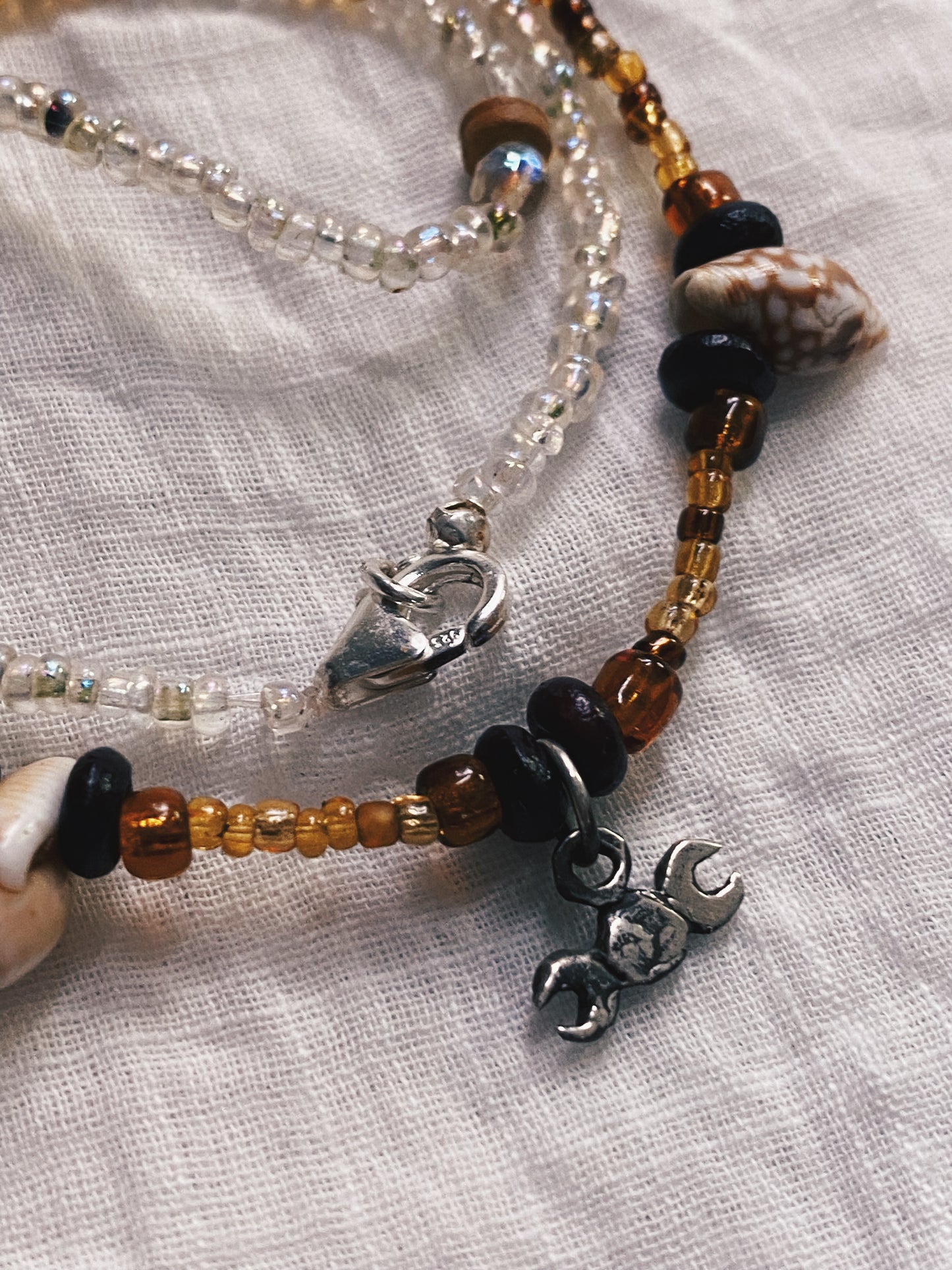 wood & shell beaded mini goddess