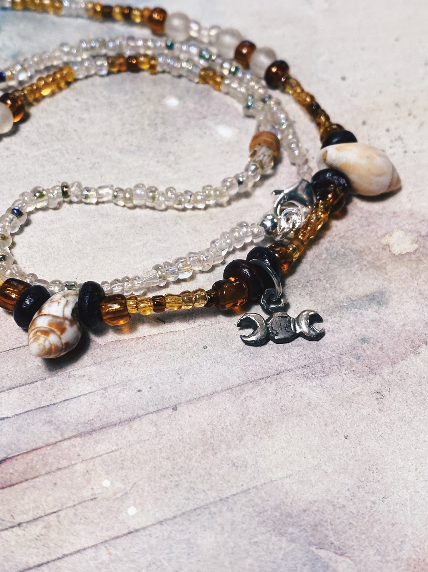 wood & shell beaded mini goddess