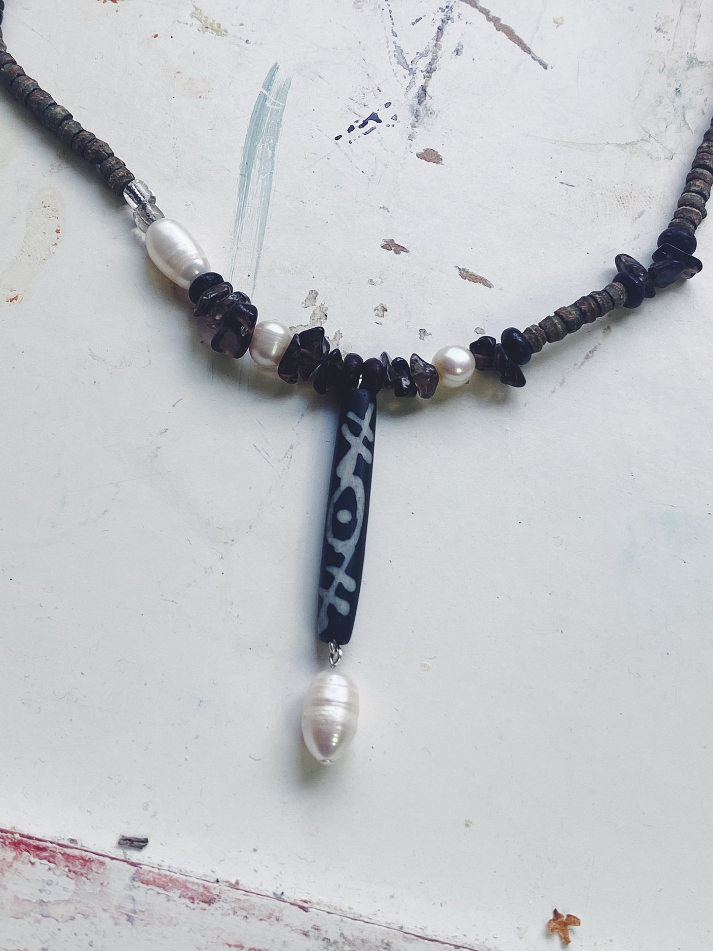 pearl wand I // one of a kind beaded necklace